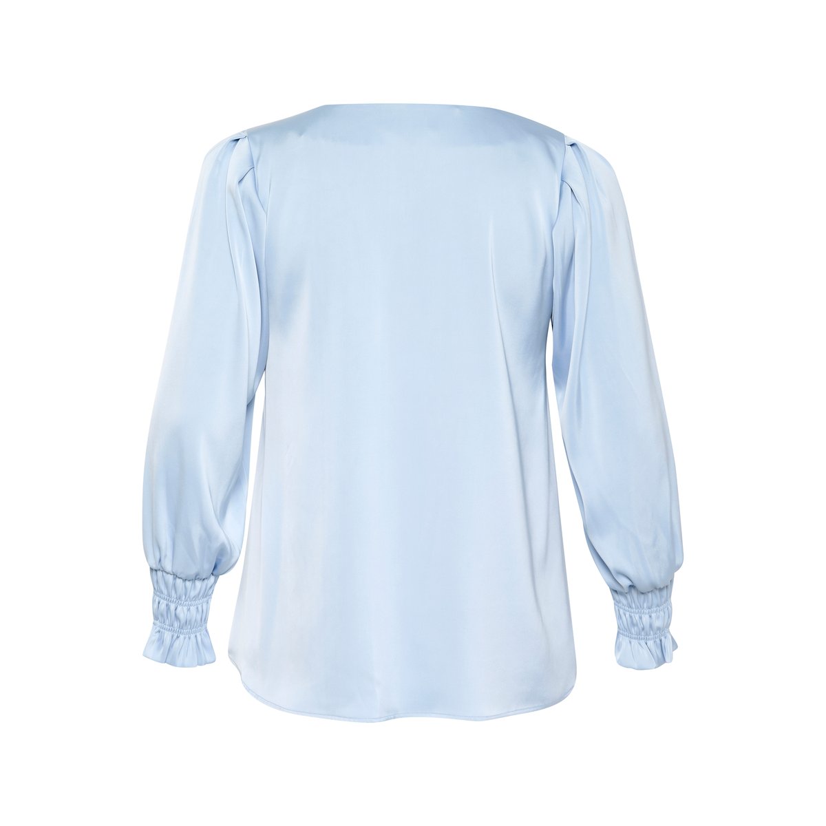 Blouse with long sleeve bleu soft chanbray, KAFFE CURVE