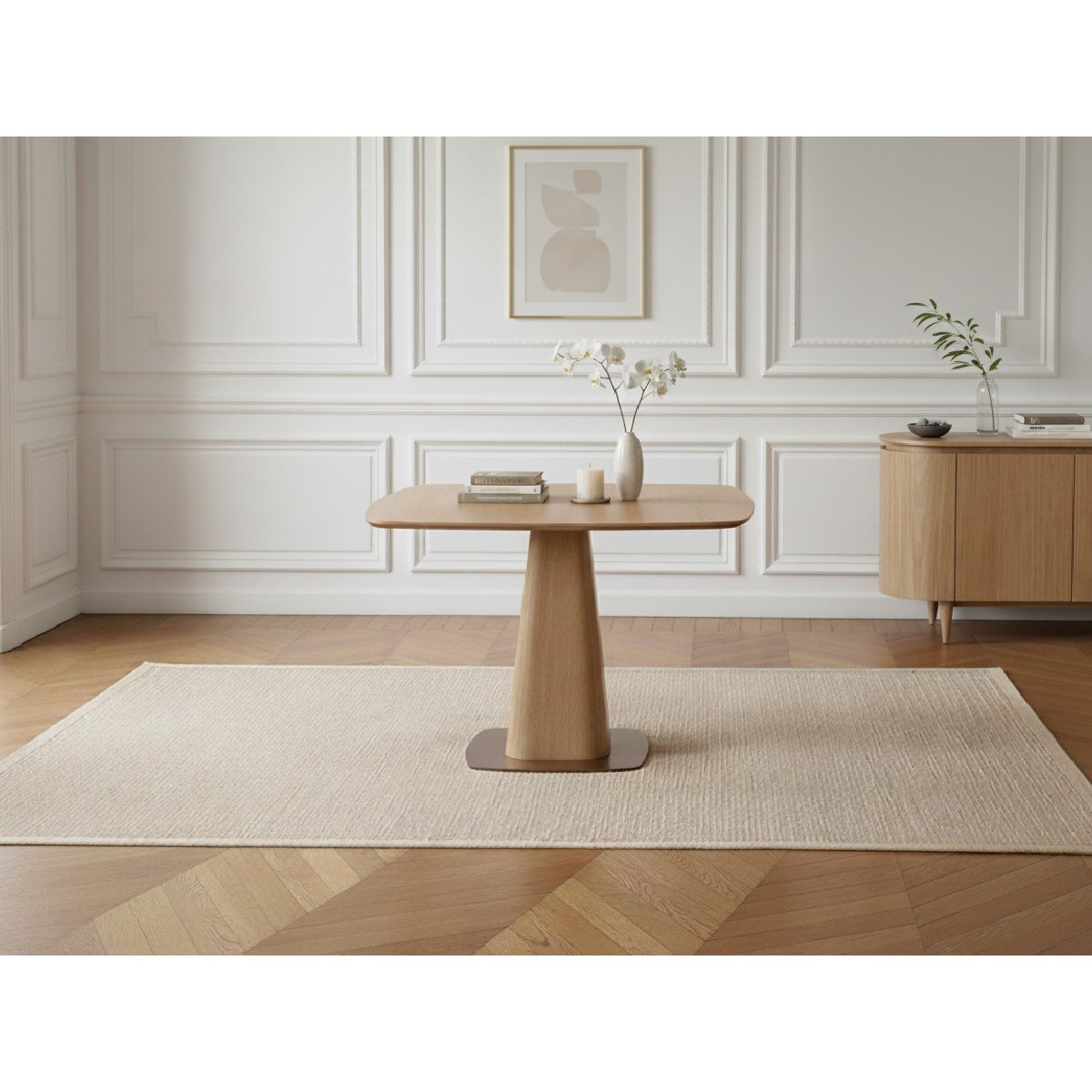 Table à manger carrée NOA 120 cm placage chêne chêne, BOBOCHIC