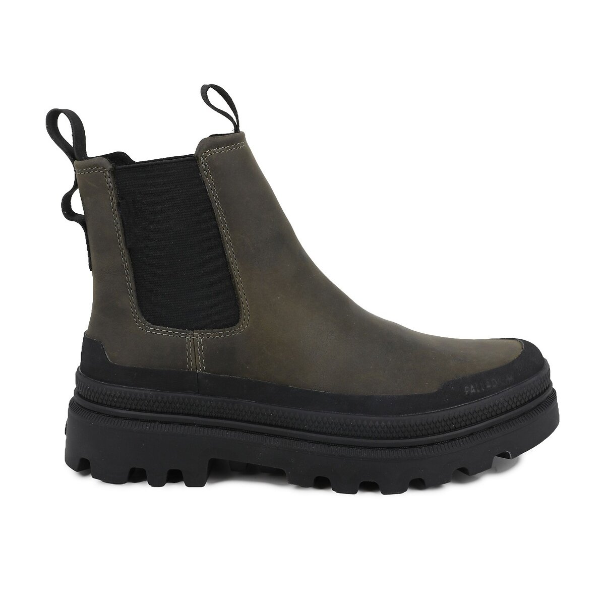 Stivaletti Trooper Chelsea Waterproof in pelle kaki, PALLADIUM