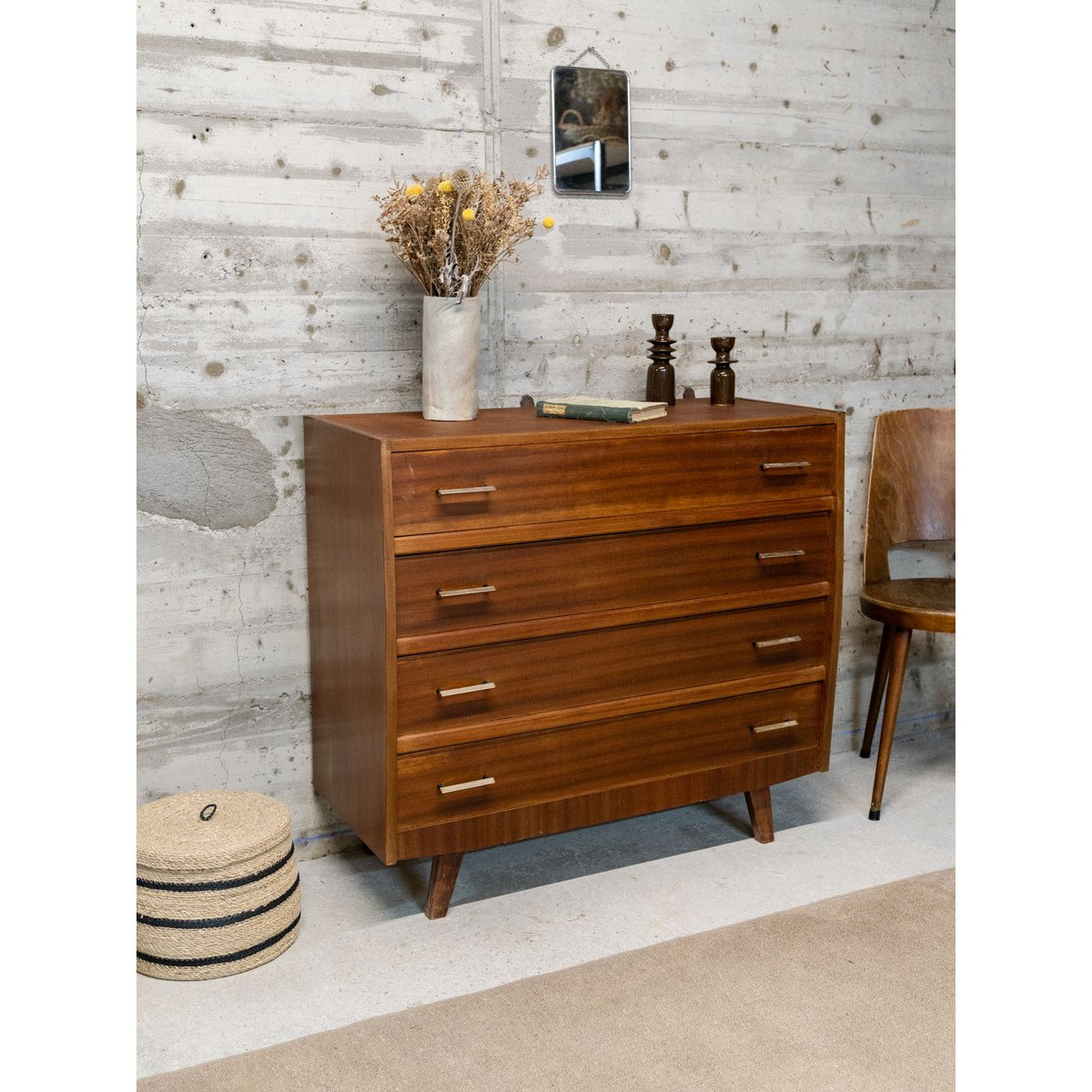 Commode vintage en bois Olga N°460 - Bon état bois foncé, DEBONGOUT