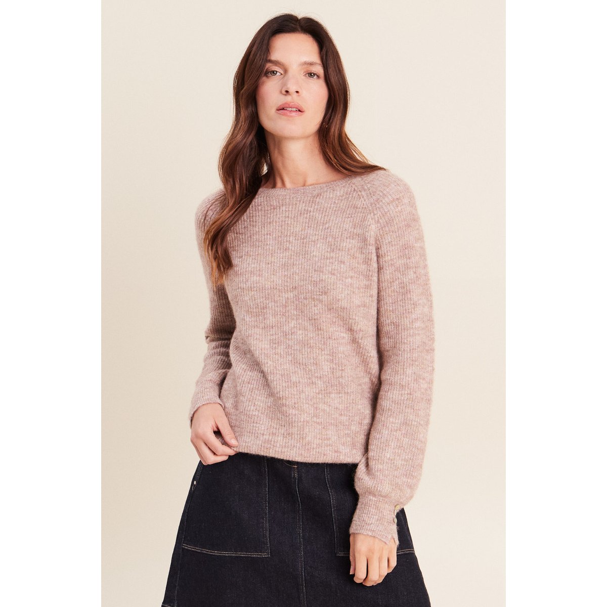 Pull col rond beige, BREAL