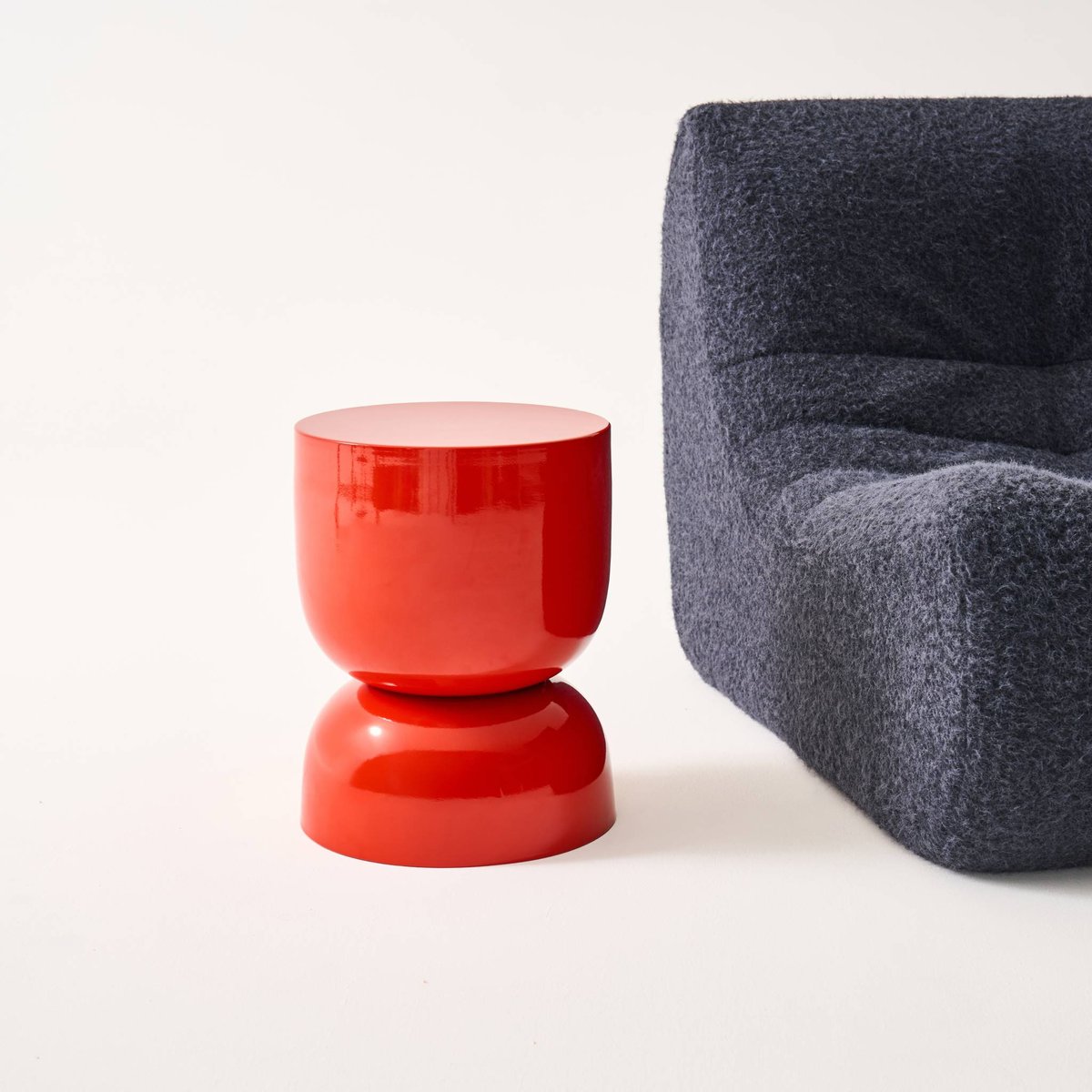 Table d'appoint, bout de canapé, table de chevet métal effet glossy Ø32 x H42cm MADI orange, SWEEEK