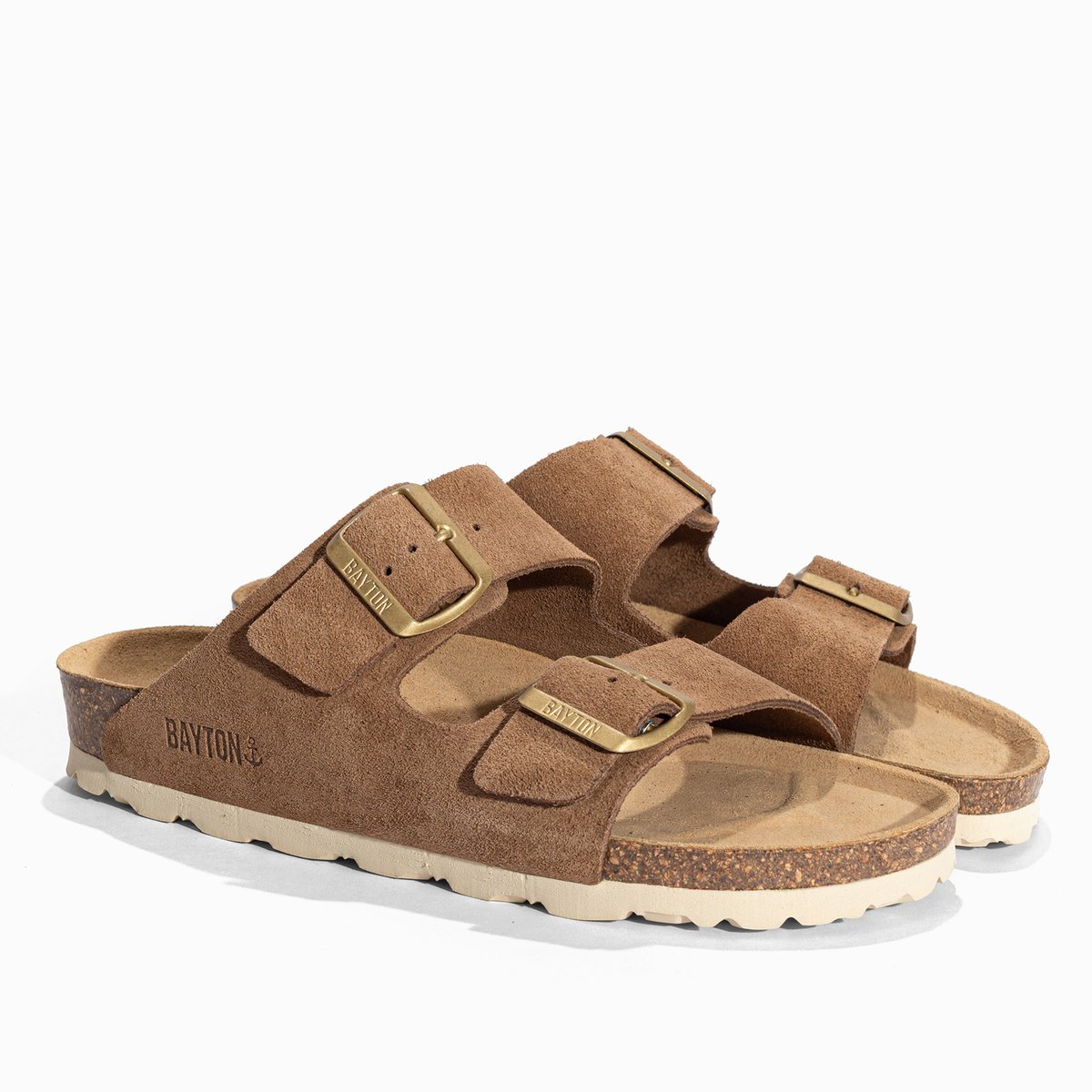 Sandales en cuir suedé ATLAS taupe, BAYTON