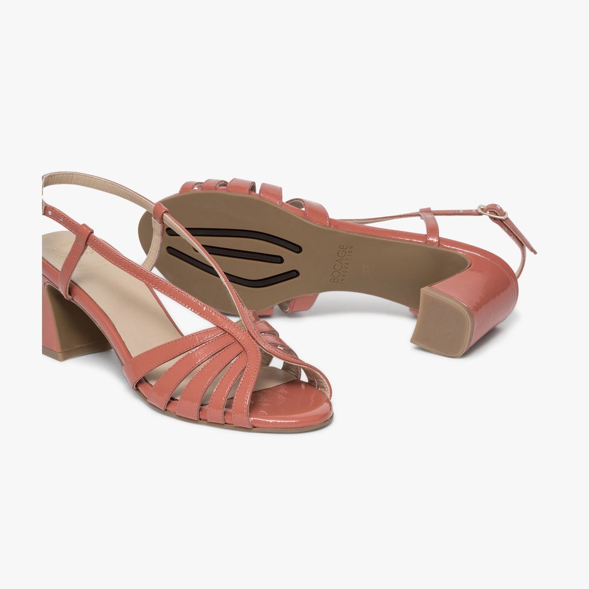 Sandale À Talon en cuir HONORRINE rose sorbet, BOCAGE