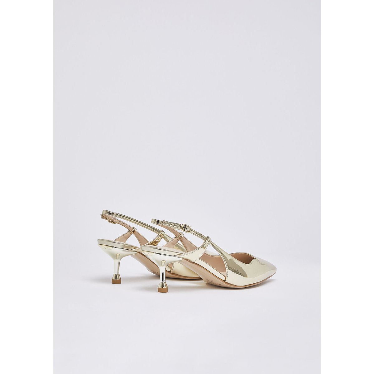 Slingbacks en lamé effet miroir or clair, LIU JO