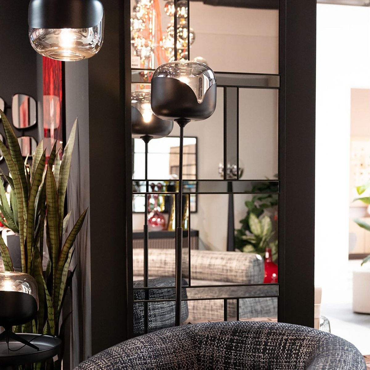 Lampadaire en verre et acier, GOBLET BALL noir, KARE DESIGN