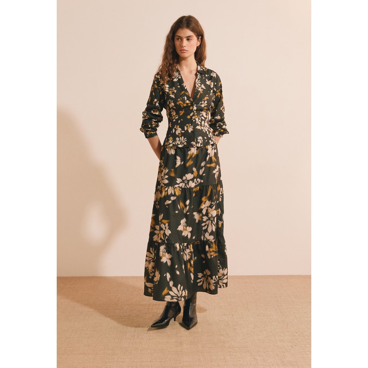 Chemise à fleurs CALINA IMP imp fd noir, ETAM