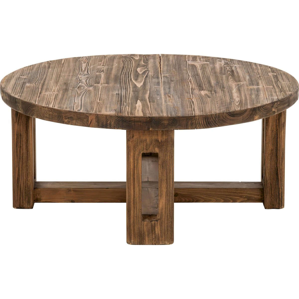 Table basse ronde en bois recyclé marron, RECOLLECTION