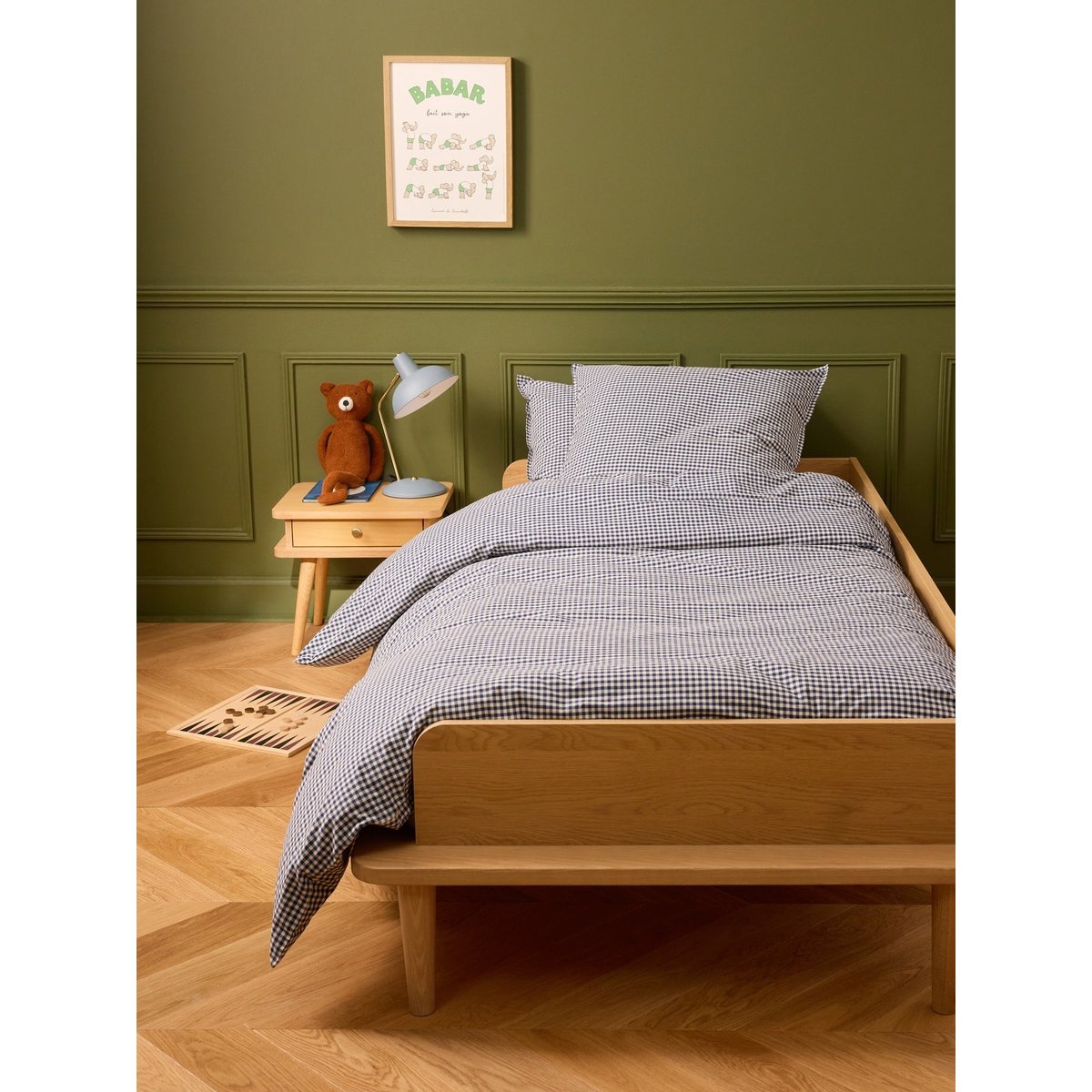 Housse de couette percale de coton "Vichy" vichy marine, CYRILLUS