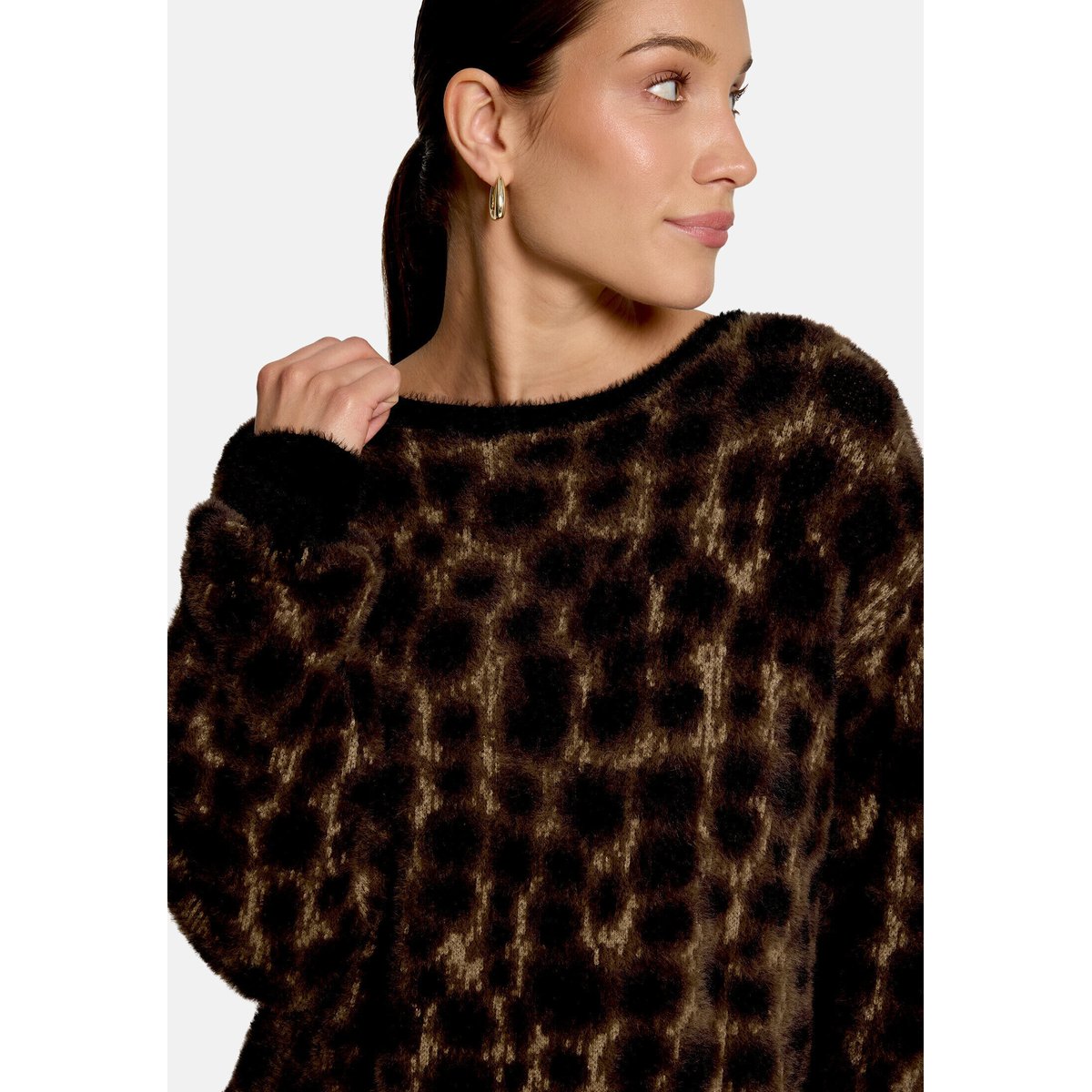 Pull-over en maille à motif jacquard patch black/brown, ZERO