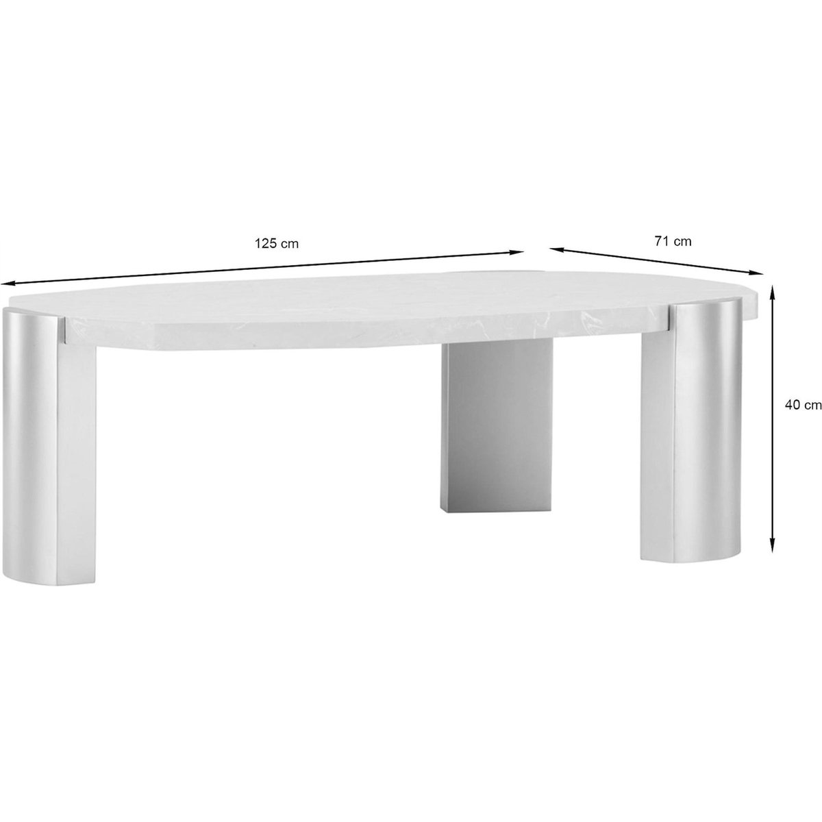 Table basse arrondie en bois collection KRES gris clair et chêne noir, RECOLLECTION