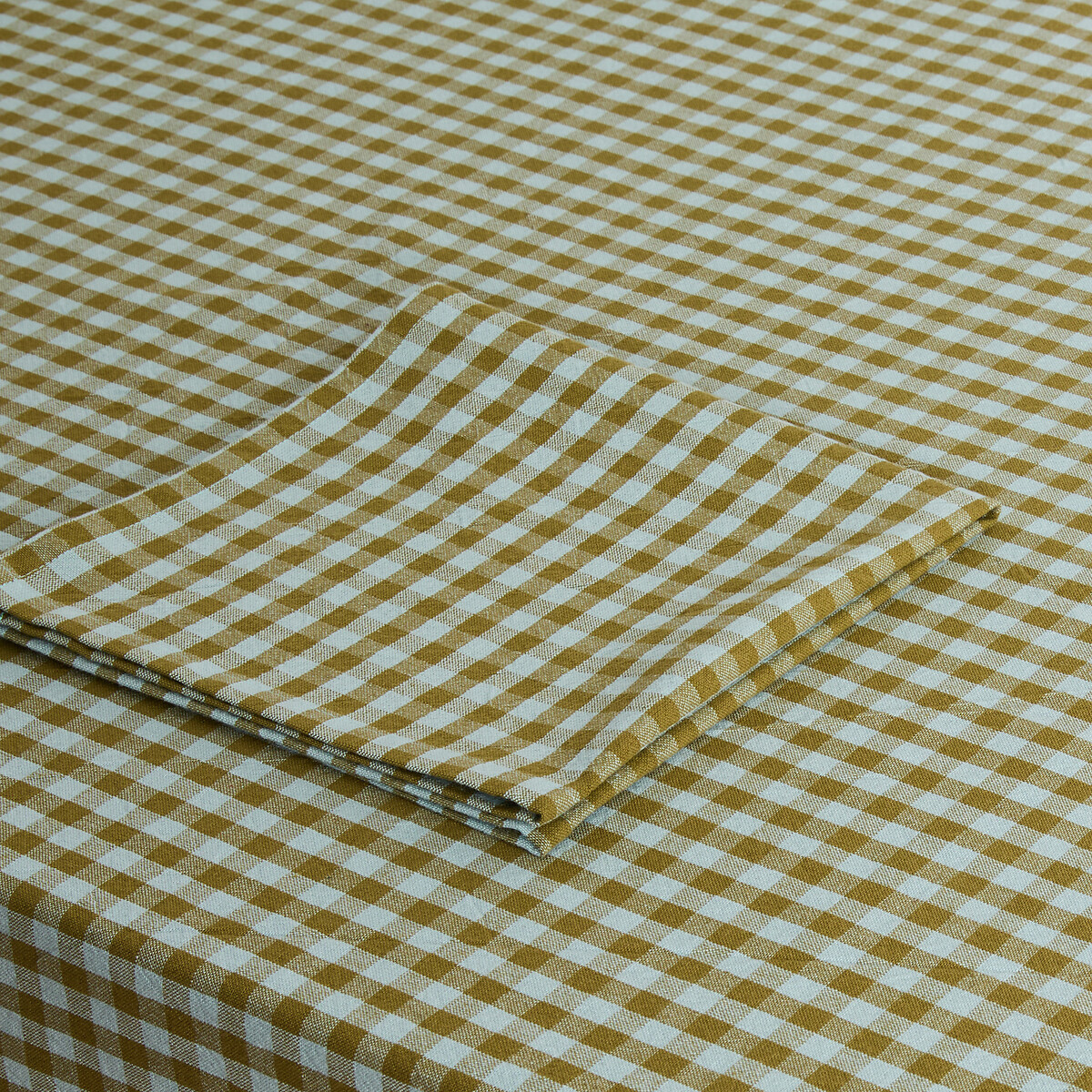 Lot de 4 serviettes de table à carreaux, en coton tissé teint, BETHANY BICOLORE vert olive/opaline, LA REDOUTE INTERIEURS