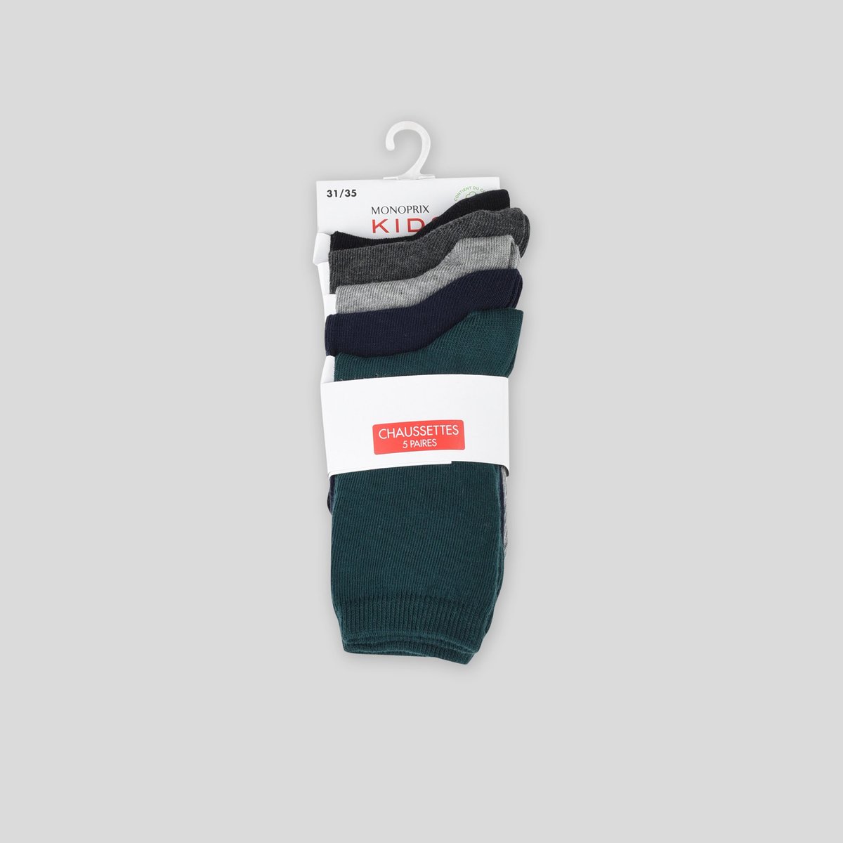 Lot de 5 paires de chaussettes en coton BIO marine, MONOPRIX KIDS