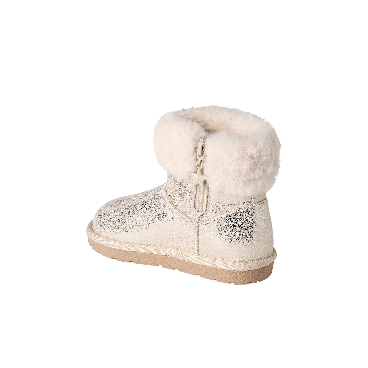 Boots déperlantes zippées fourrées " beige doré, VERTBAUDET