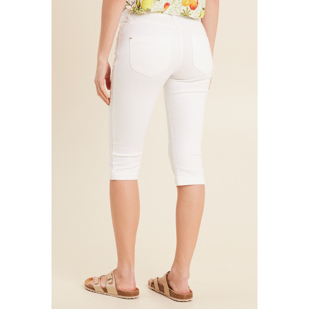 Pantacourt droit 5 poches blanc, BREAL