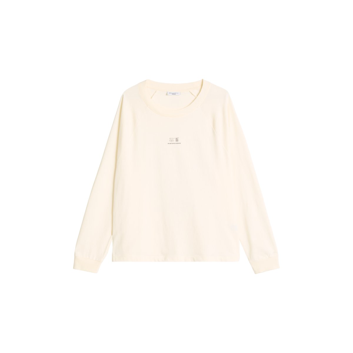 T-shirt à manches longues style universitaire, coupe décontractée avec des imprimés à rayures sur les manches blanc, MARC O’POLO DENIM