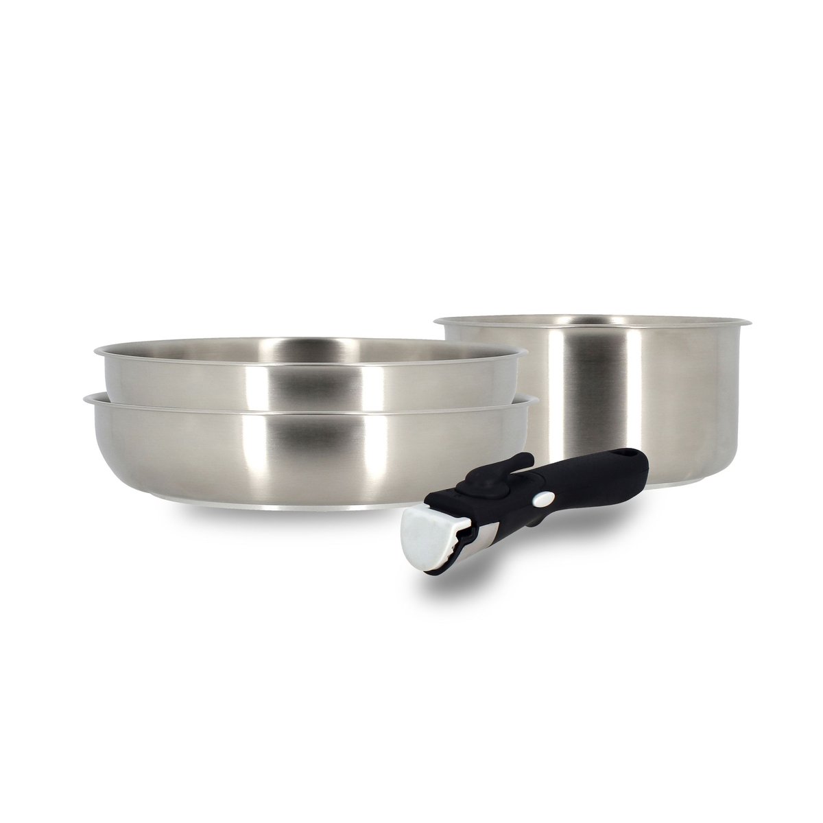 Batterie de cuisine 4 pièces en acier inoxydable, IRIS noir, MENASTYL