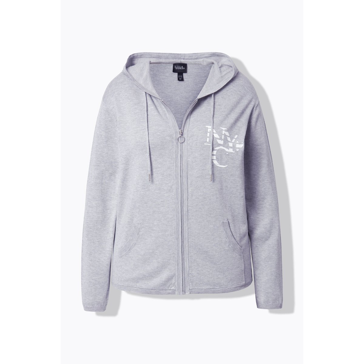 Cardigan à capuche et poche kangourou gris clair chiné, ULLA POPKEN