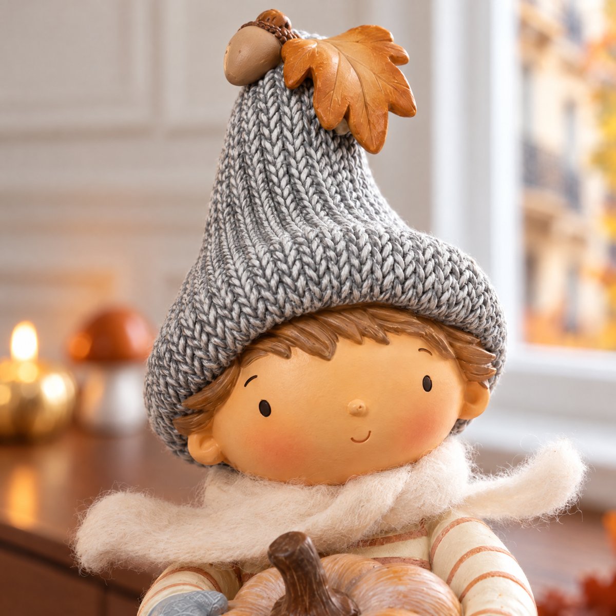 Figurine garçon assis de noël décorative artificielle H15 PUMPKIN beige, SIA