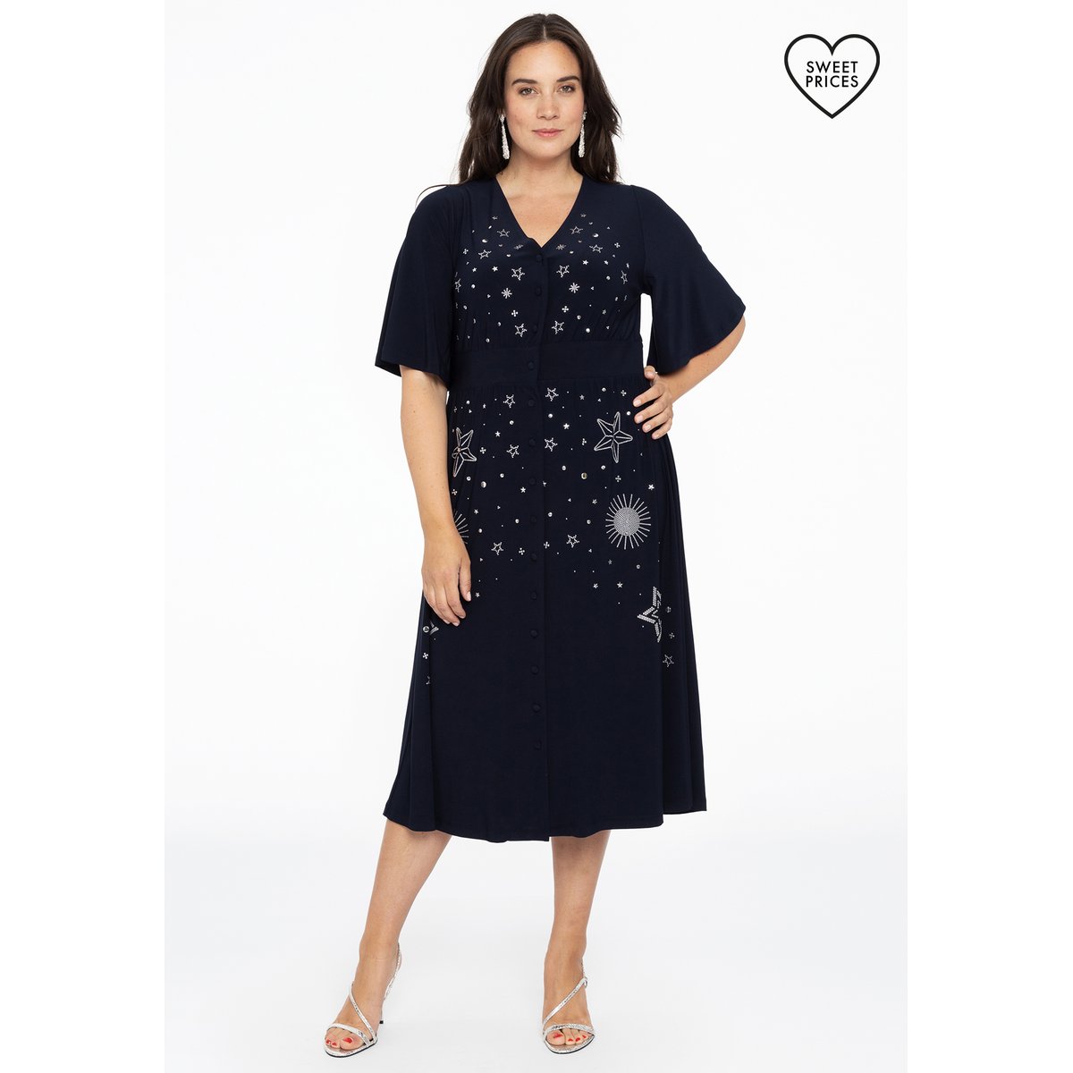 Robe v-cou bleu, YOEK