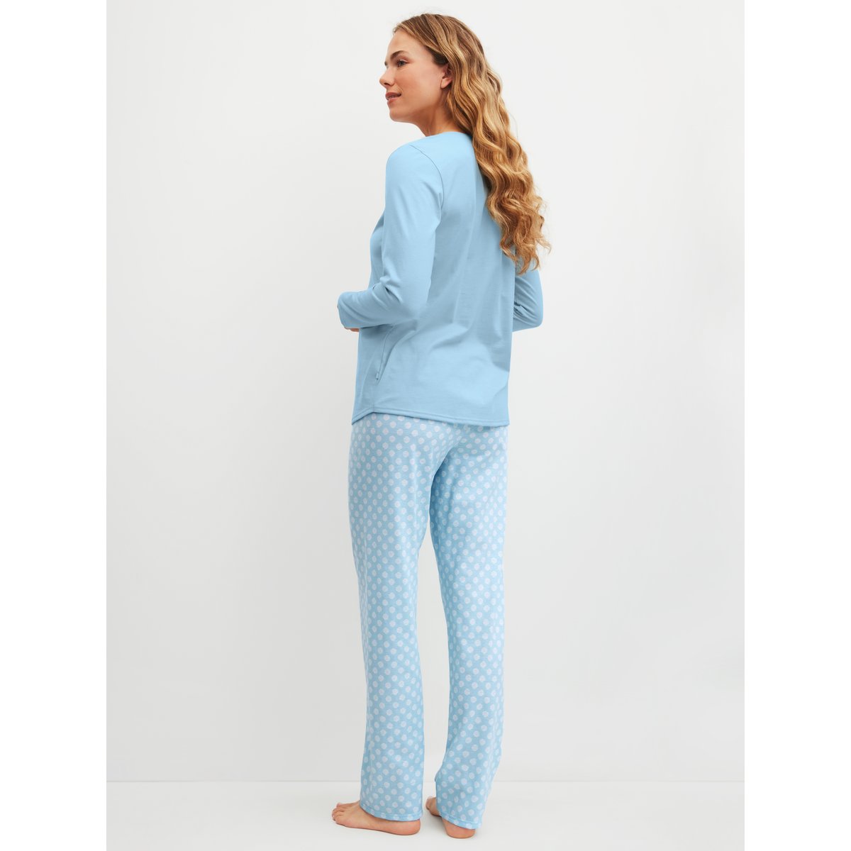 Pyjama, longue manches longues Coton LOVELY NIGHTS bleu cascade, CALIDA