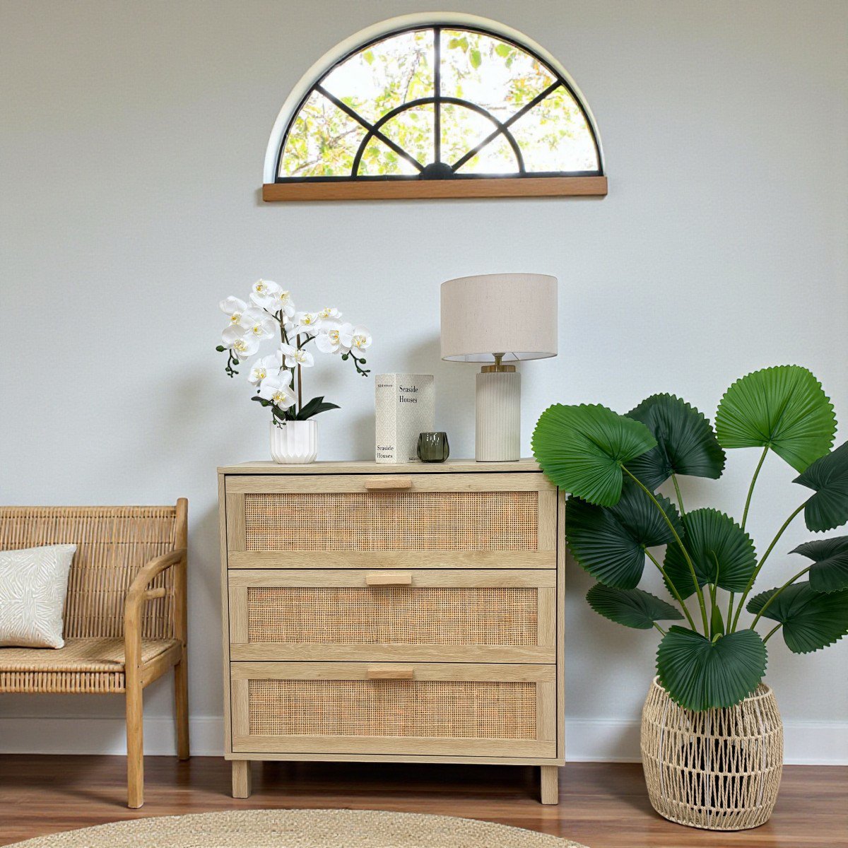 Orchidée artificielle toucher naturel blanc 52cm blanc, LIGNE DECO
