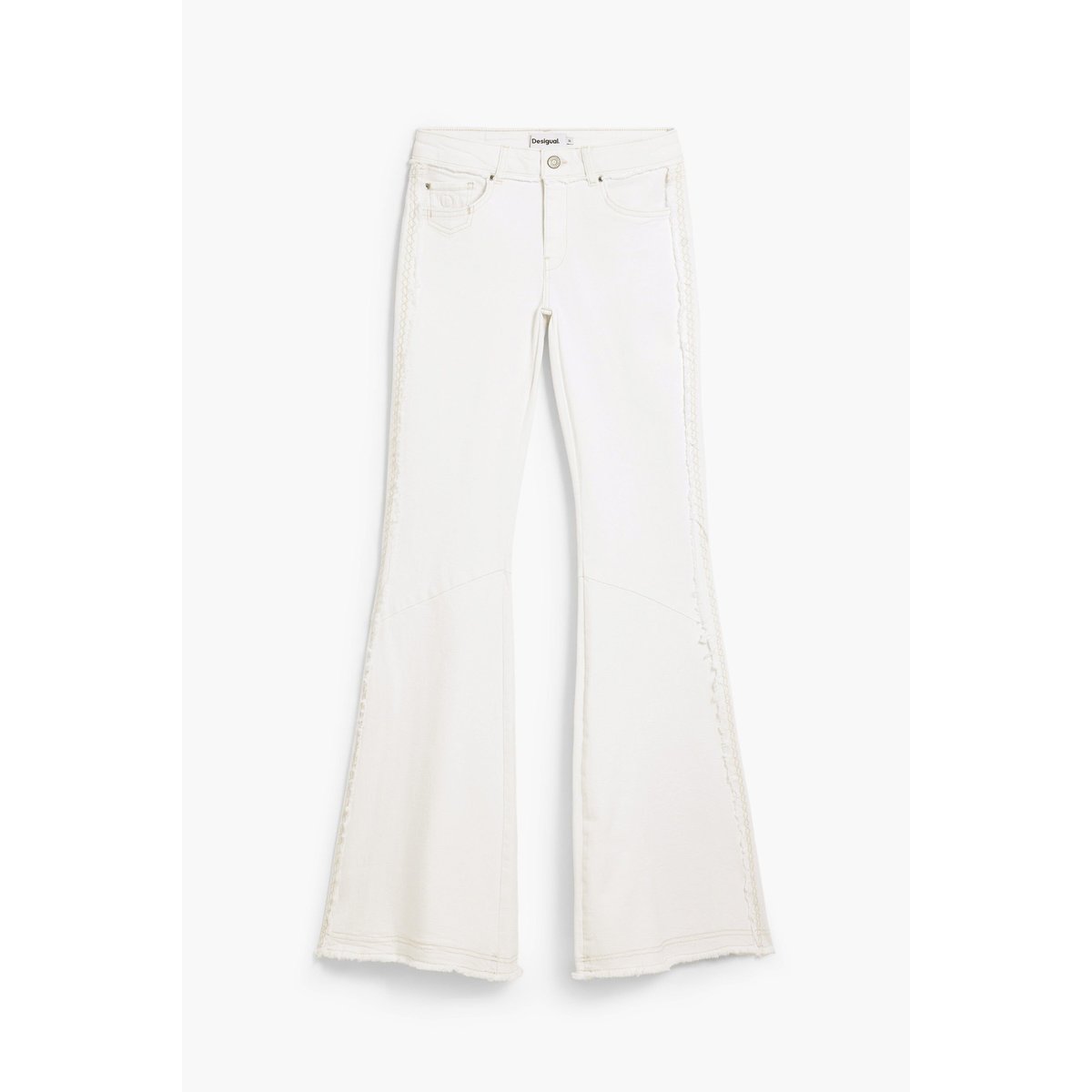 Jean évasé effiloché beige, DESIGUAL