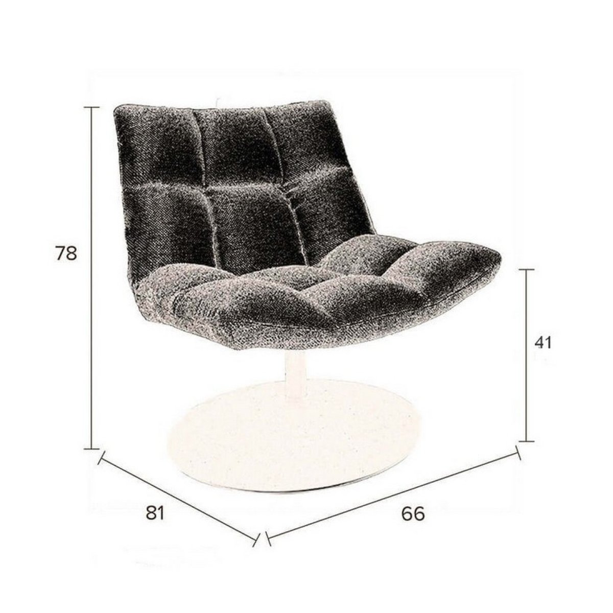 Fauteuil pivotant en velours - BAR rose, DUTCHBONE