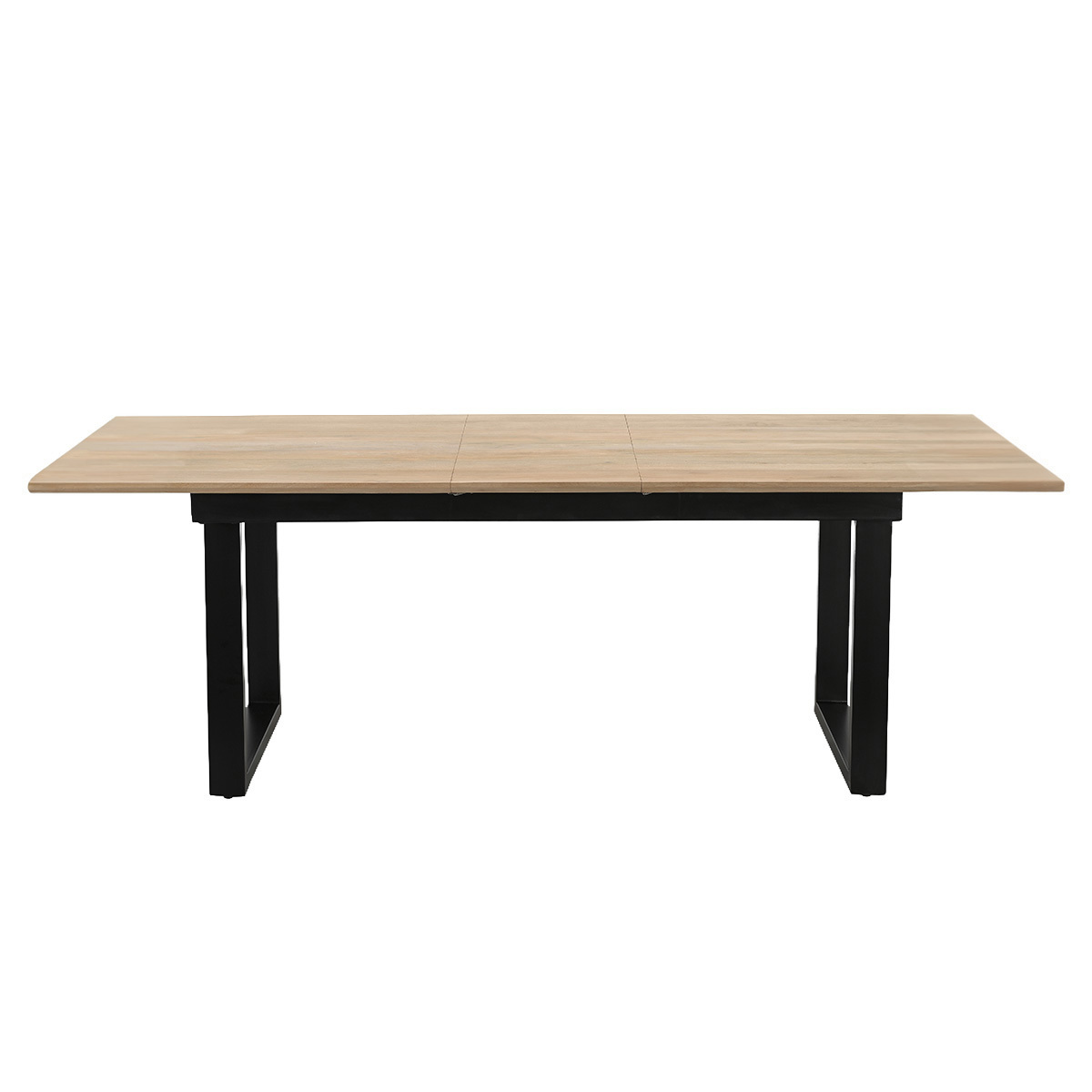 Table à manger extensible en bois clair manguier massif et métal noir L180-220 cm BRAVA couleur unique, MILIBOO