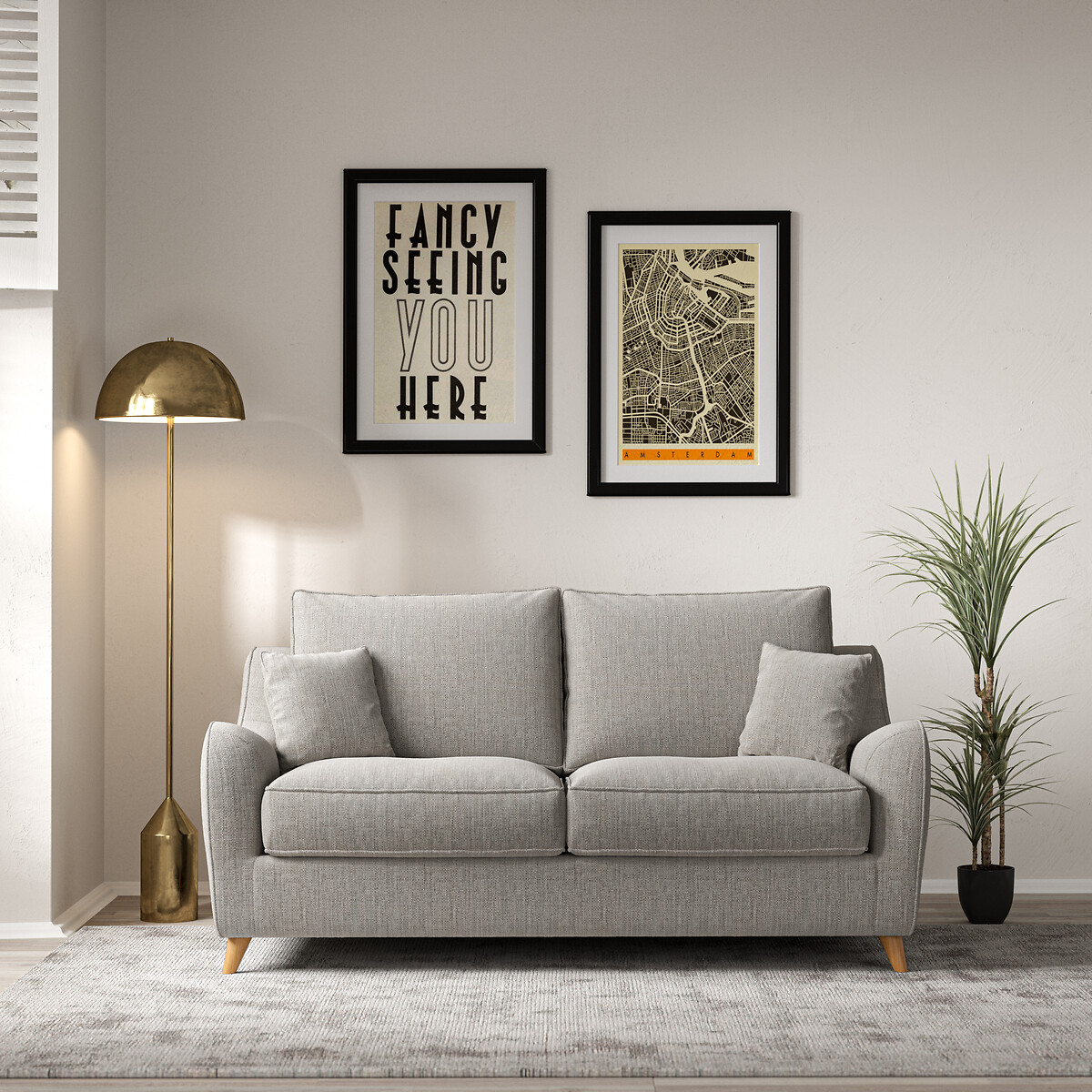 Amelia Tonal Basket Weave 2 Seater Sofa with Light Wood Legs zinc, ÉDITÉ