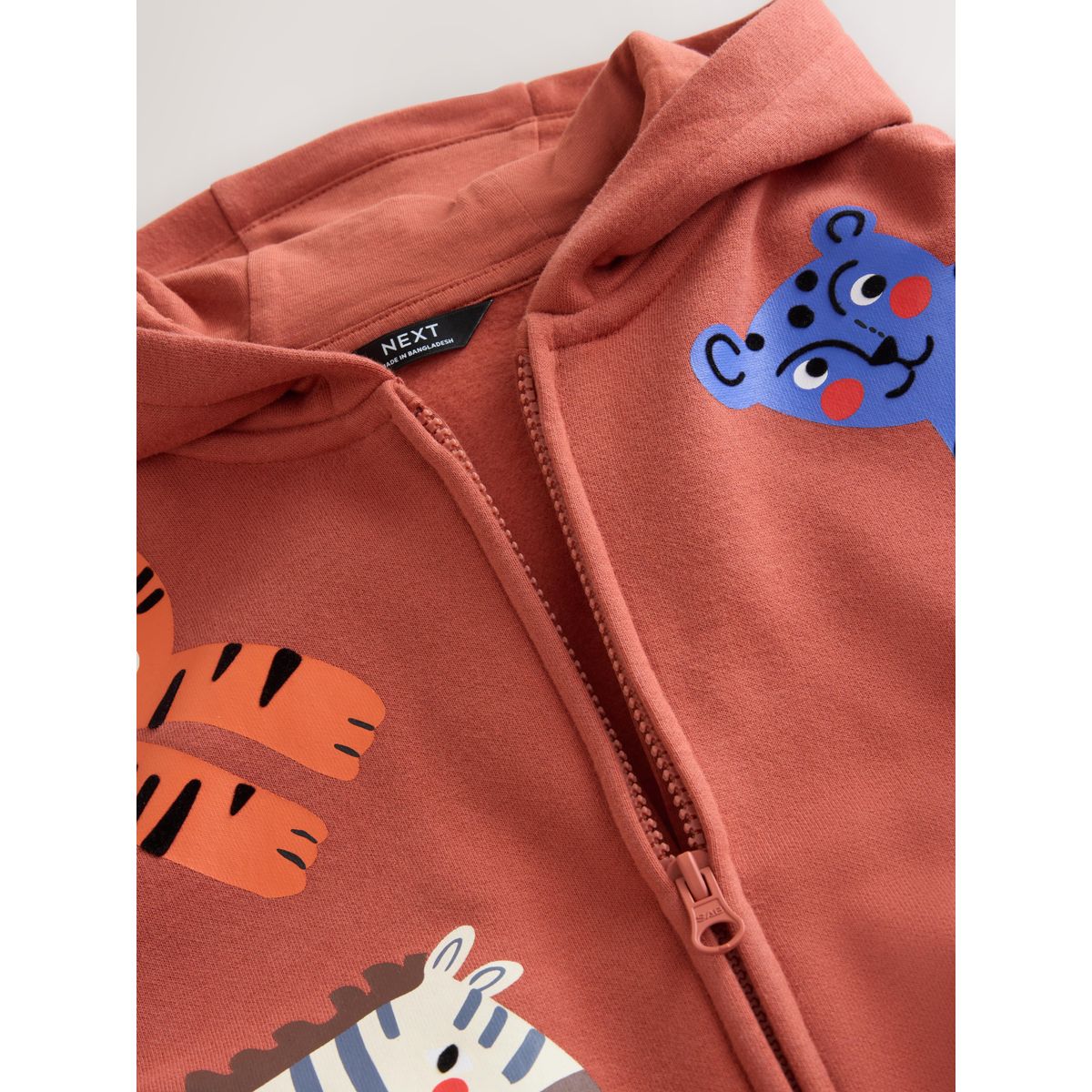 Sweat à capuche zippé et imprimé marron fauve, NEXT