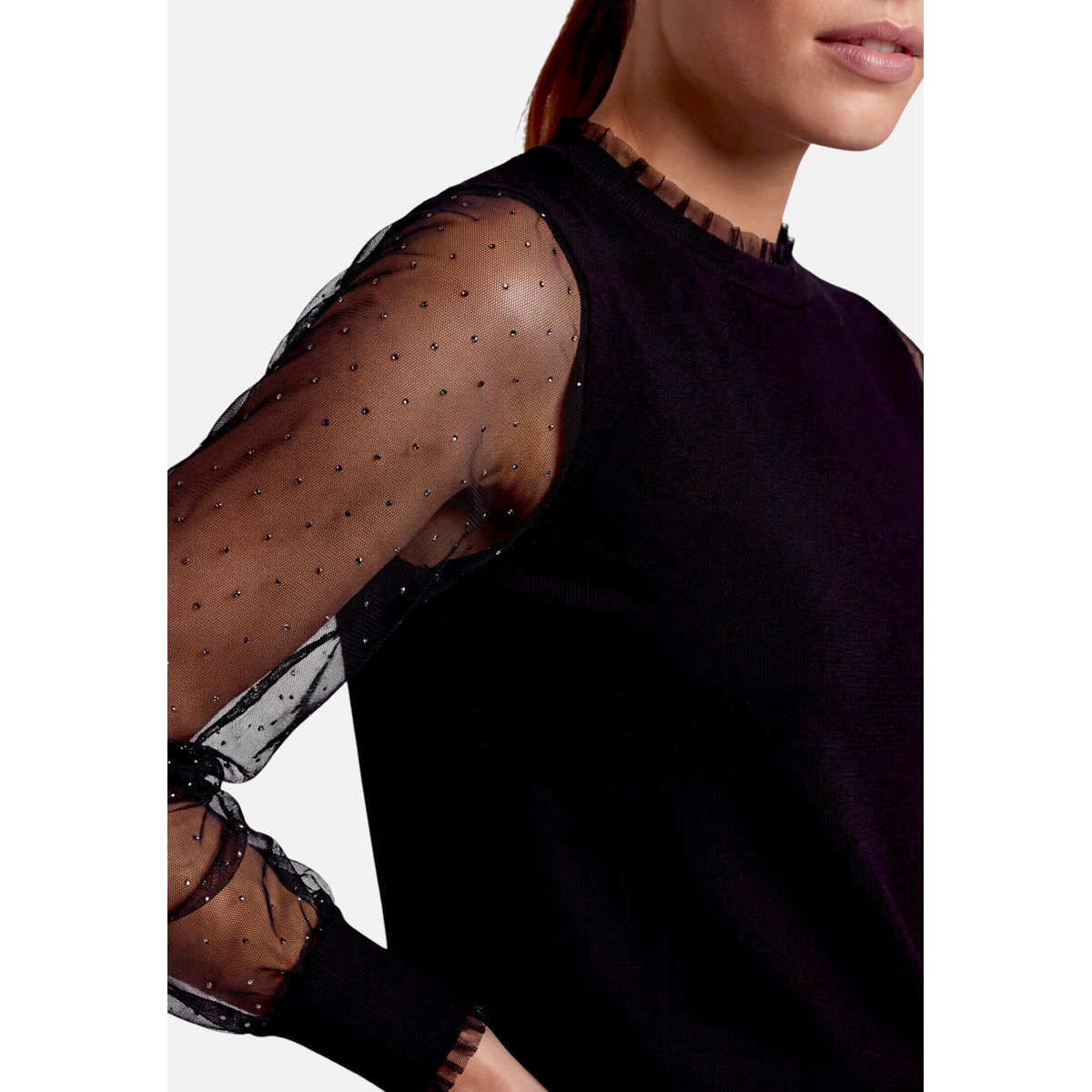 Pull-over en fine maille à strass black beauty, ZERO