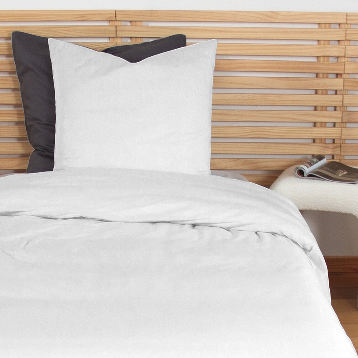 Parure Housse De Couette 2pcs 260x240cm 100% Percale de Coton 65fils - Vert Sauge, Mura blanc, C DESIGN HOME TEXTILE