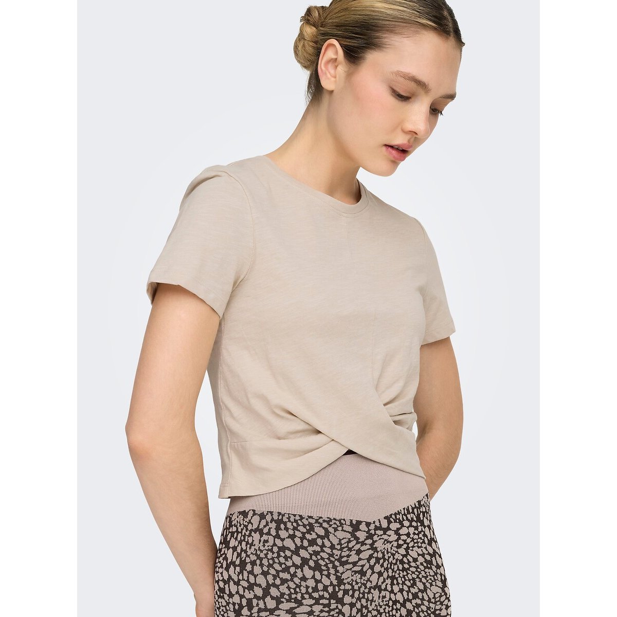 T-shirt manches courtes drapé beige, ONLY PLAY
