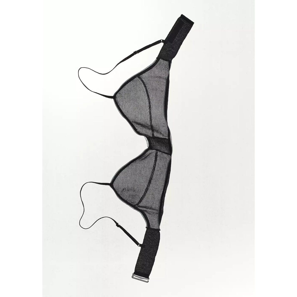 Top court en maille semi-transparente bleu foncé, MANGO