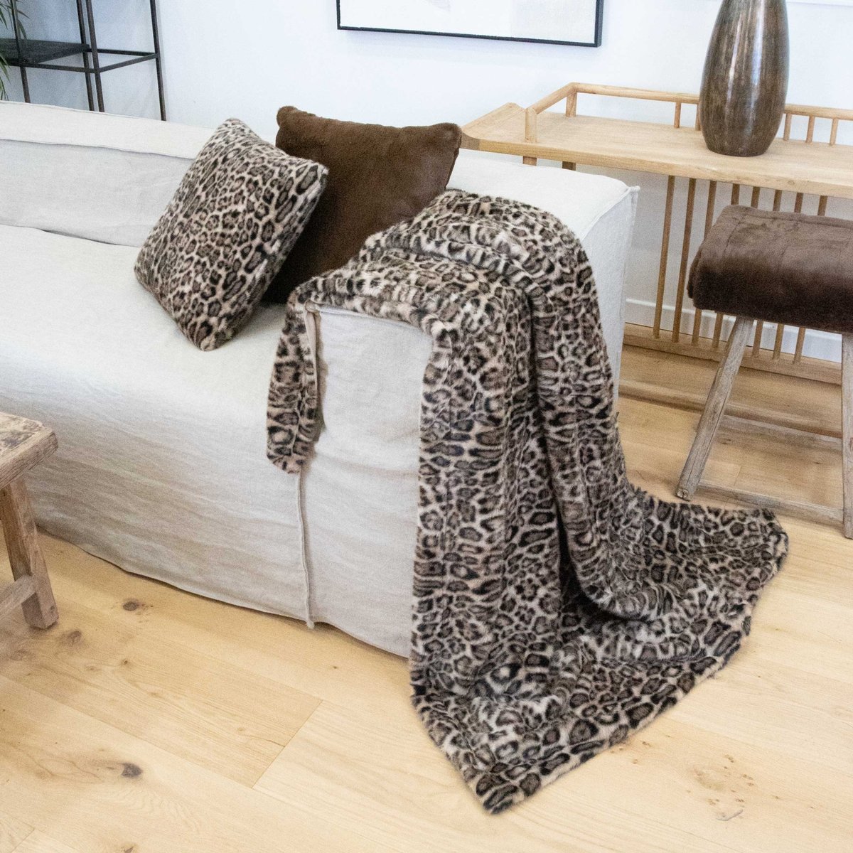 Plaid motif léopard marron, SUD ETOFFE