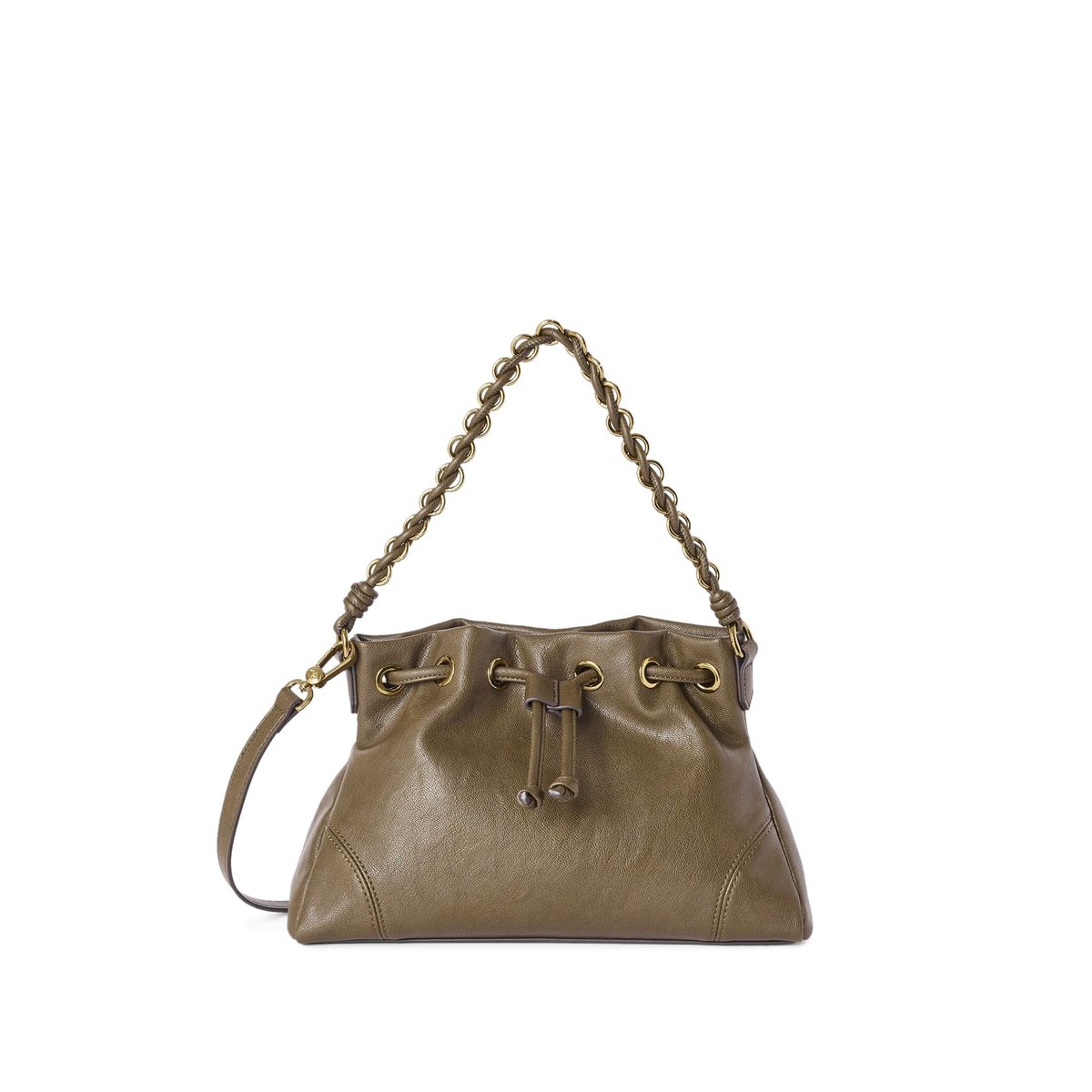 Sac seau avec cordon coulissant et anse chaîne verde militare, MOTIVI