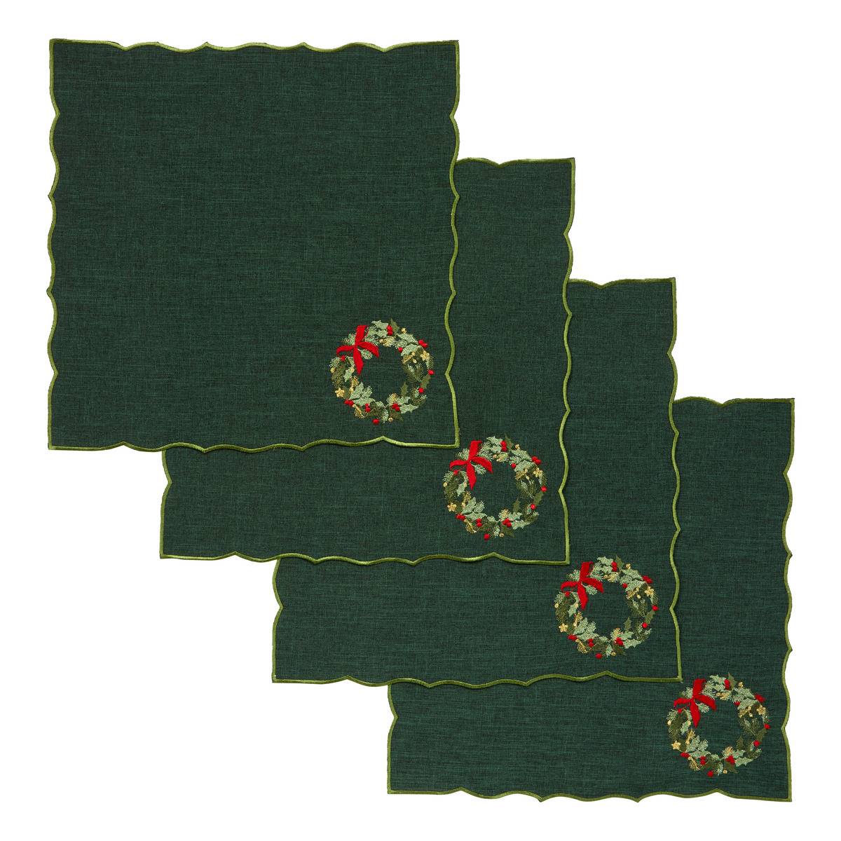 Lot de 4 serviettes de table Elma vertes vert, ATMOSPHERA