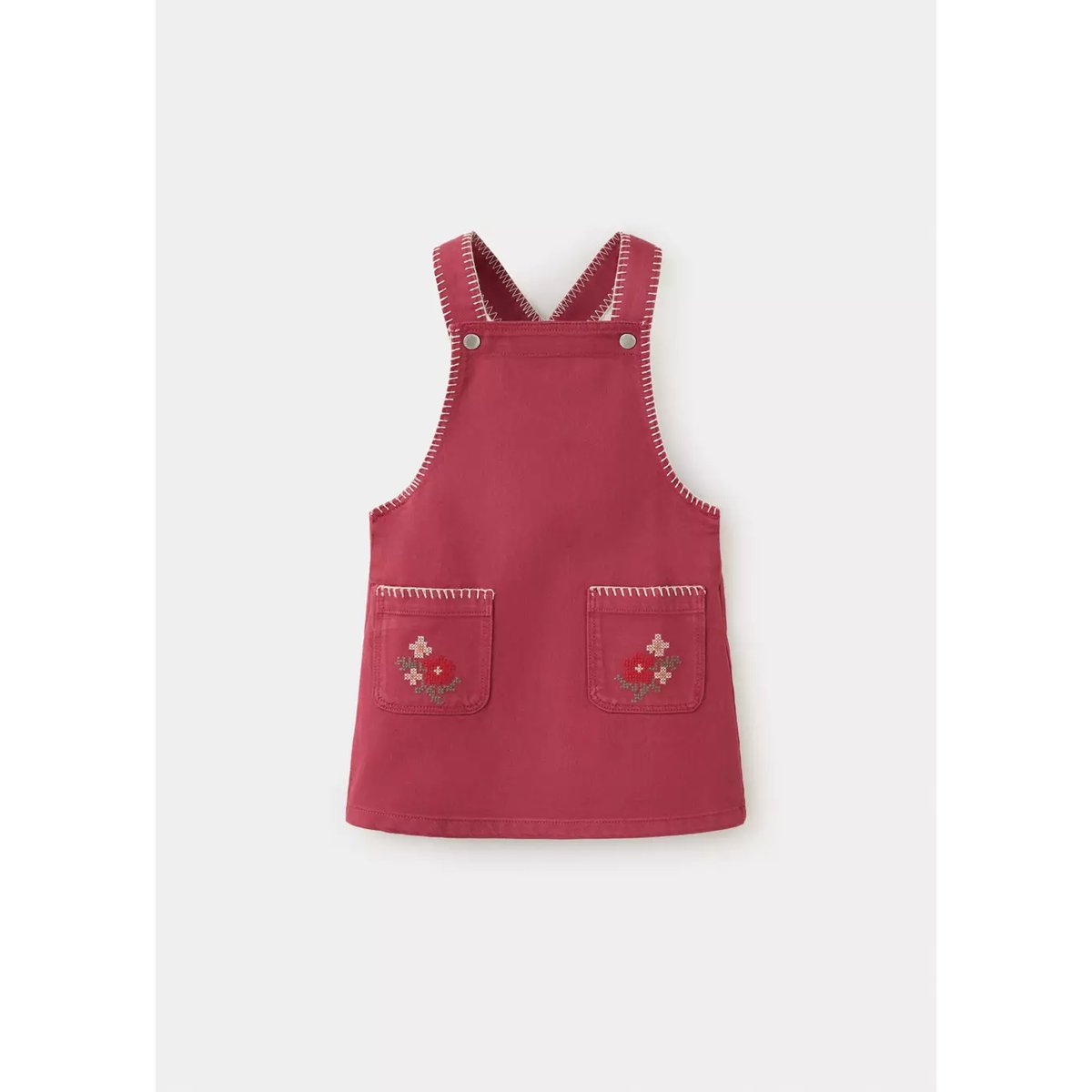 Pichi en denim avec détail de surpiqûre rouge, MANGO BABY