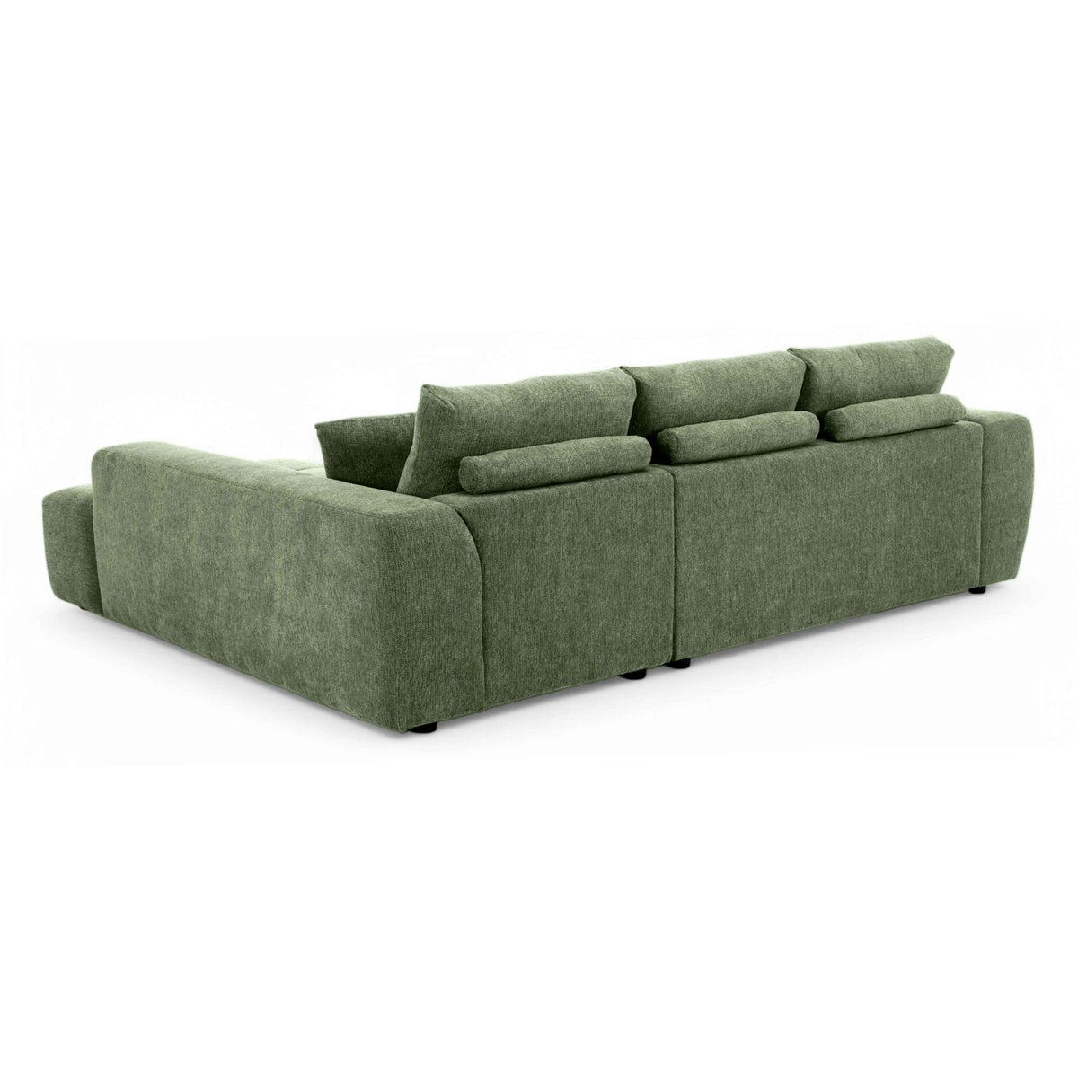 Canapé d'angle droit en polyester côtelé 3 places, NEPTUNE vert, OVIALA