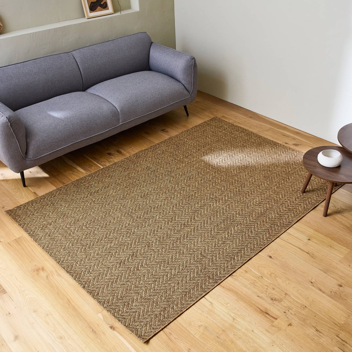 Tapis intérieur rectangulaire OLIVER effet jute coloris caramel, SWEEEK