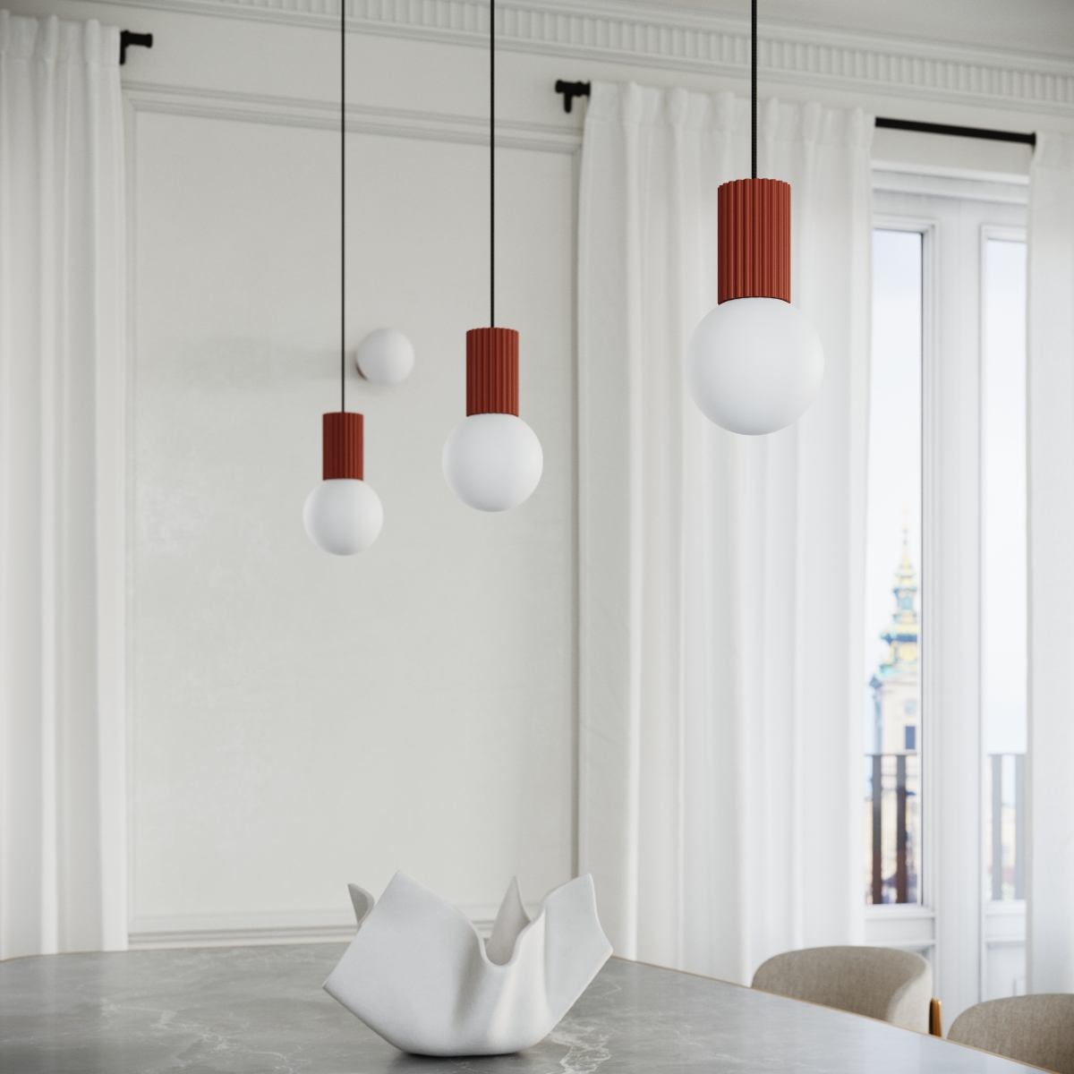 Lampe à poser Aluminium Ocre Rouge G9 1 Halo rouge, EDEN