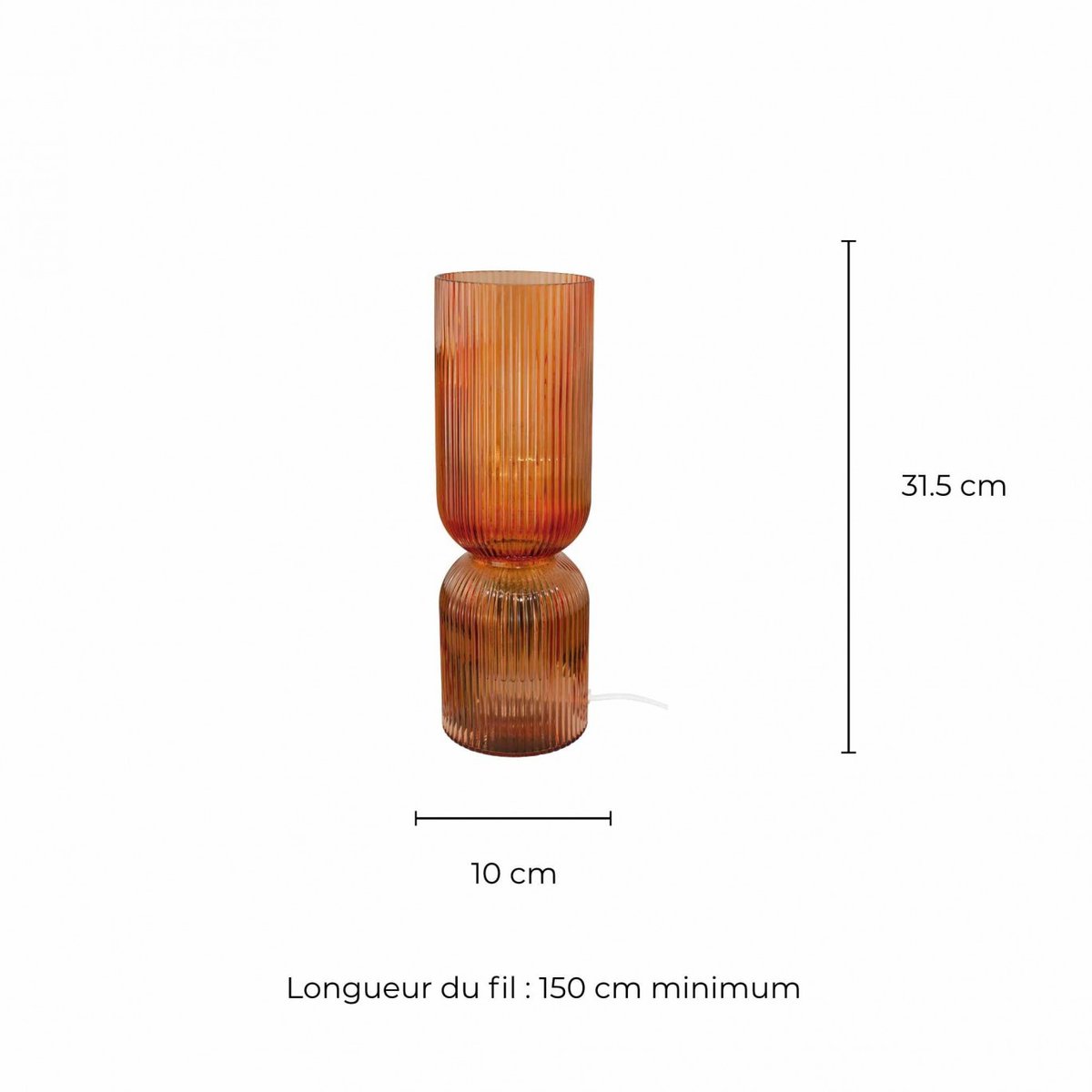 Lampe à poser en verre strié, CHARMY rouge, C-CREATION