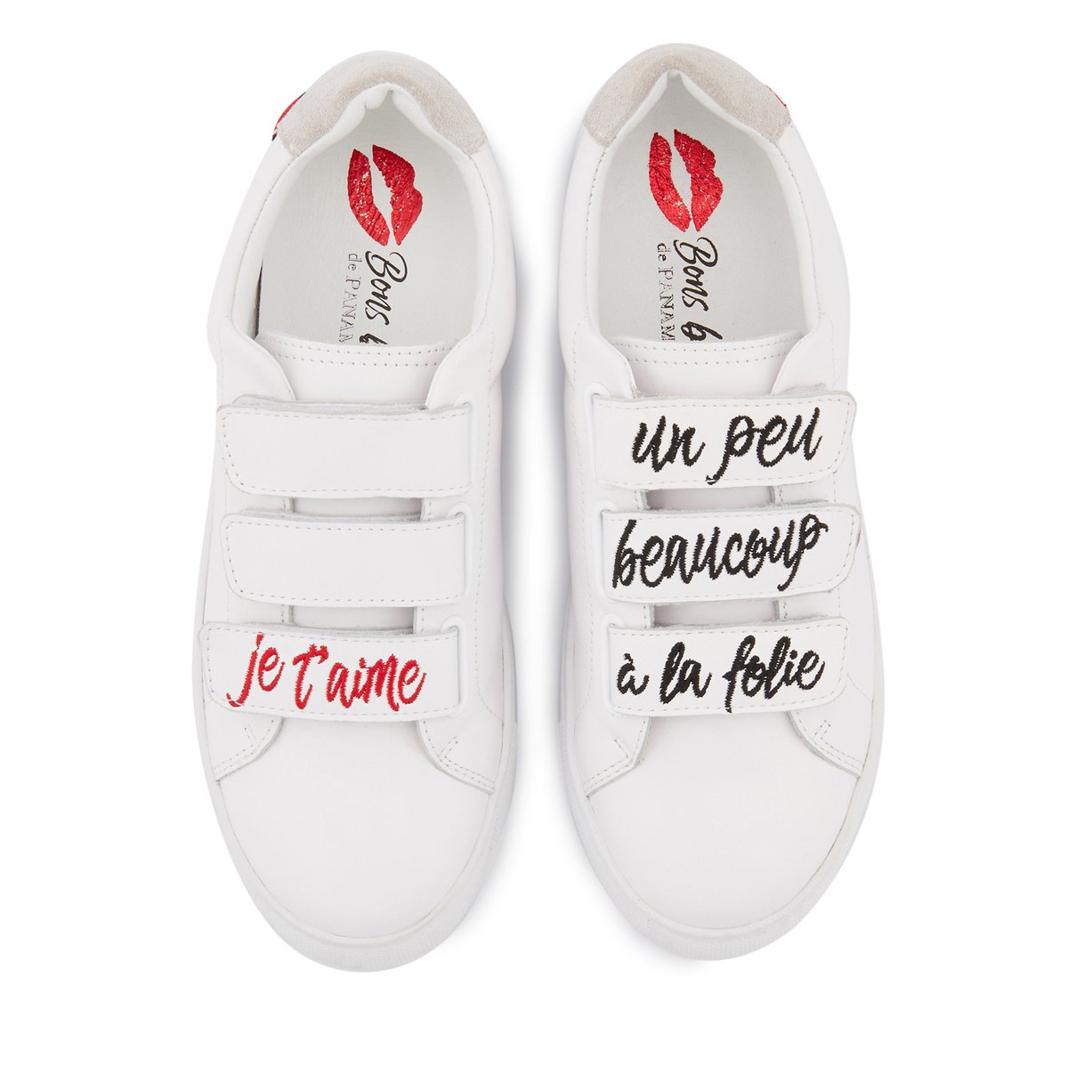 Baskets En Cuir Edith Je T'aime blanc, BONS BAISERS