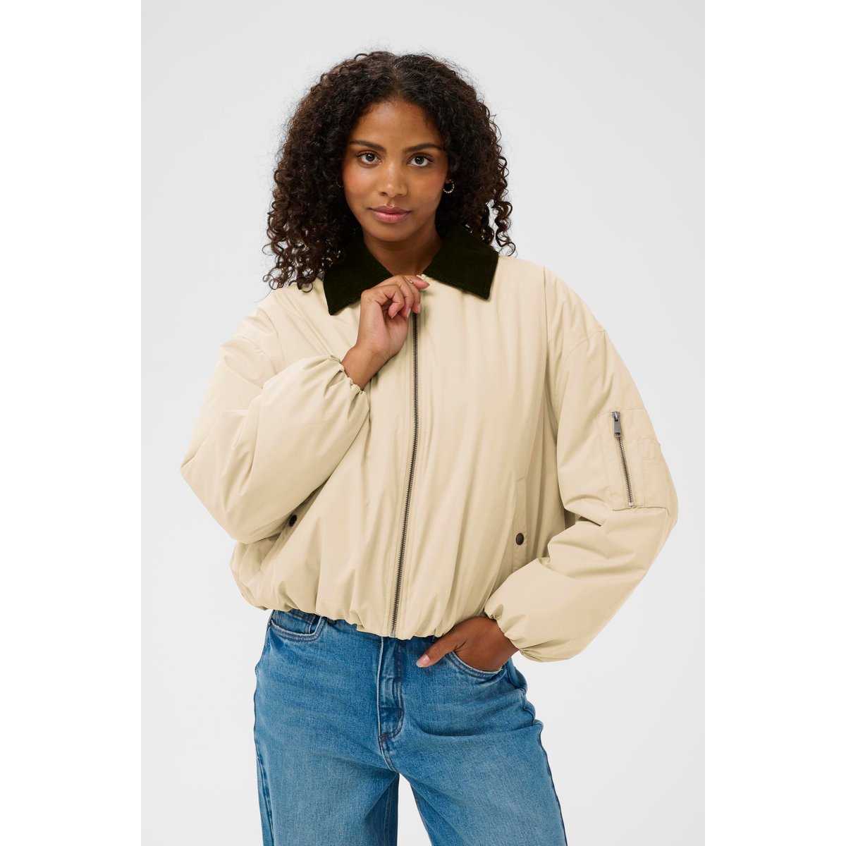 Manteau beige feather gray, KAFFE