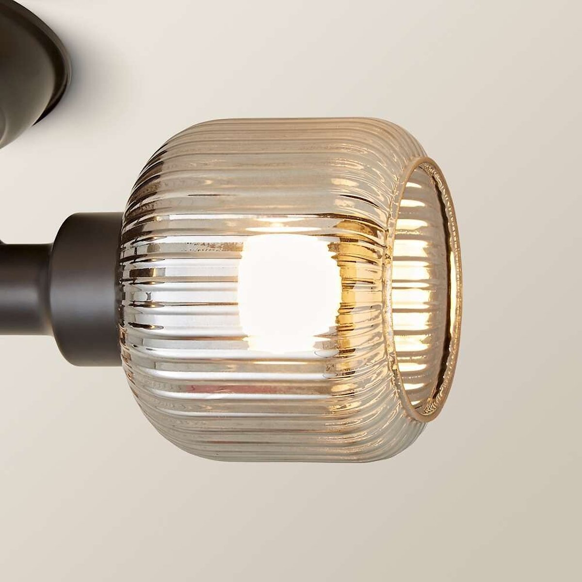 Conrad 3-Light Ribbed Glass Flush Ceiling Light black, SO'HOME