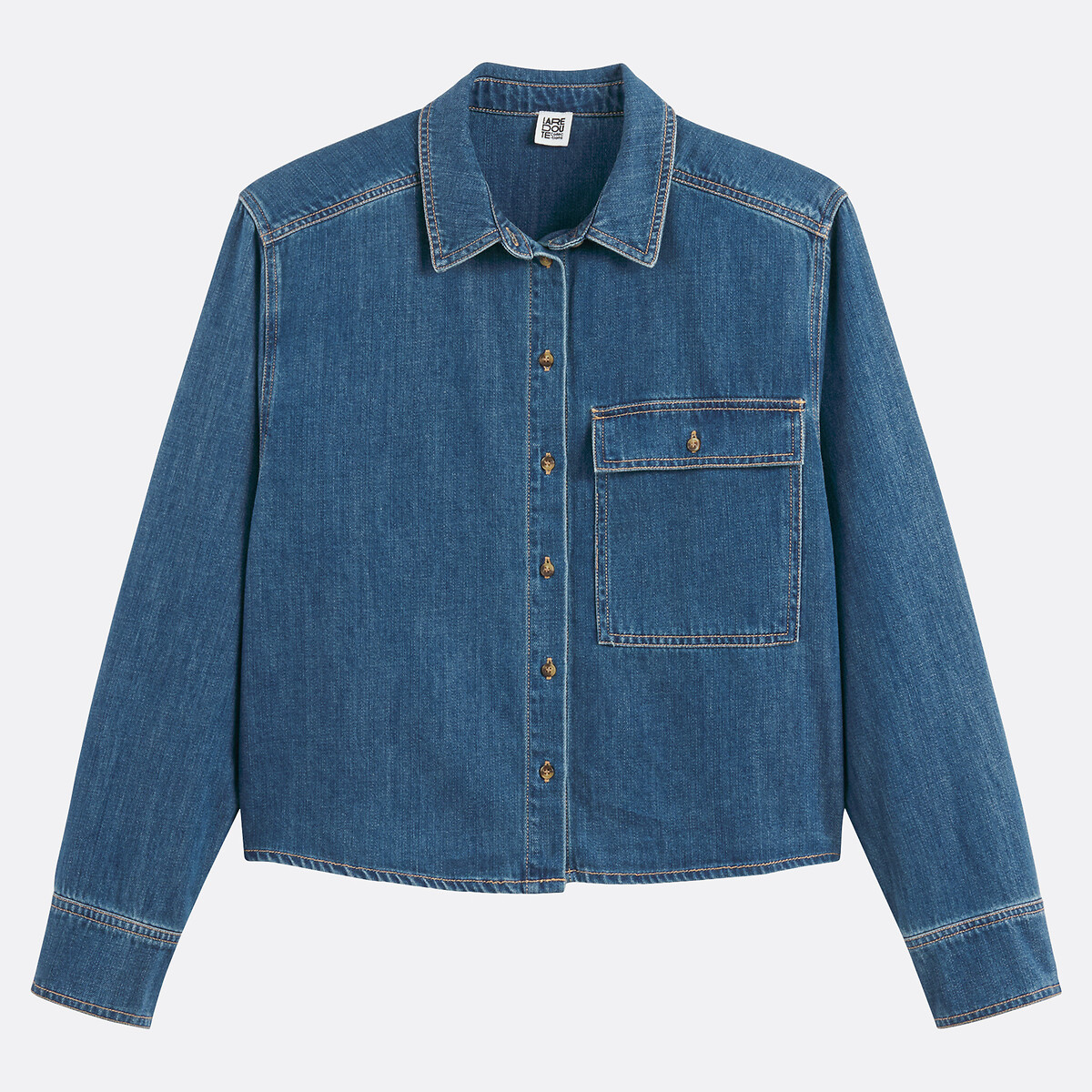Denim Short Oversized Shirt stonewashed blue, LA REDOUTE COLLECTIONS