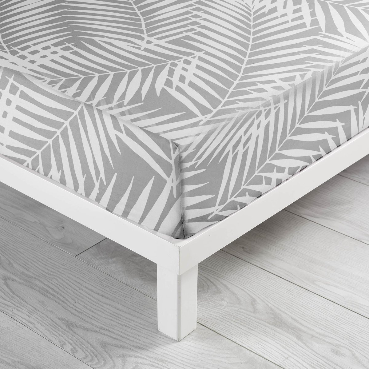 Drap housse 90 x 190 cm Botania gris gris, EDEN