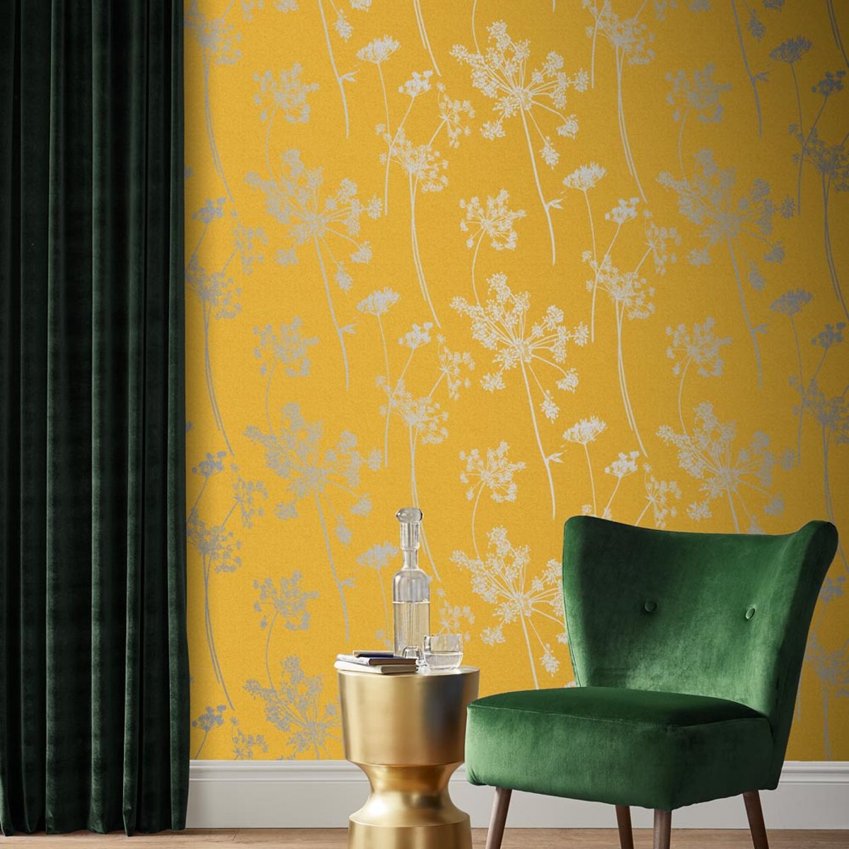 Papier peint Anthriscus Summer jaune, GRAHAM ET BROWN