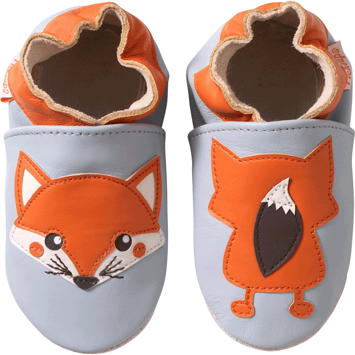 Chaussons bébé cuir souple Oscar le renard bleu, TICHOUPS